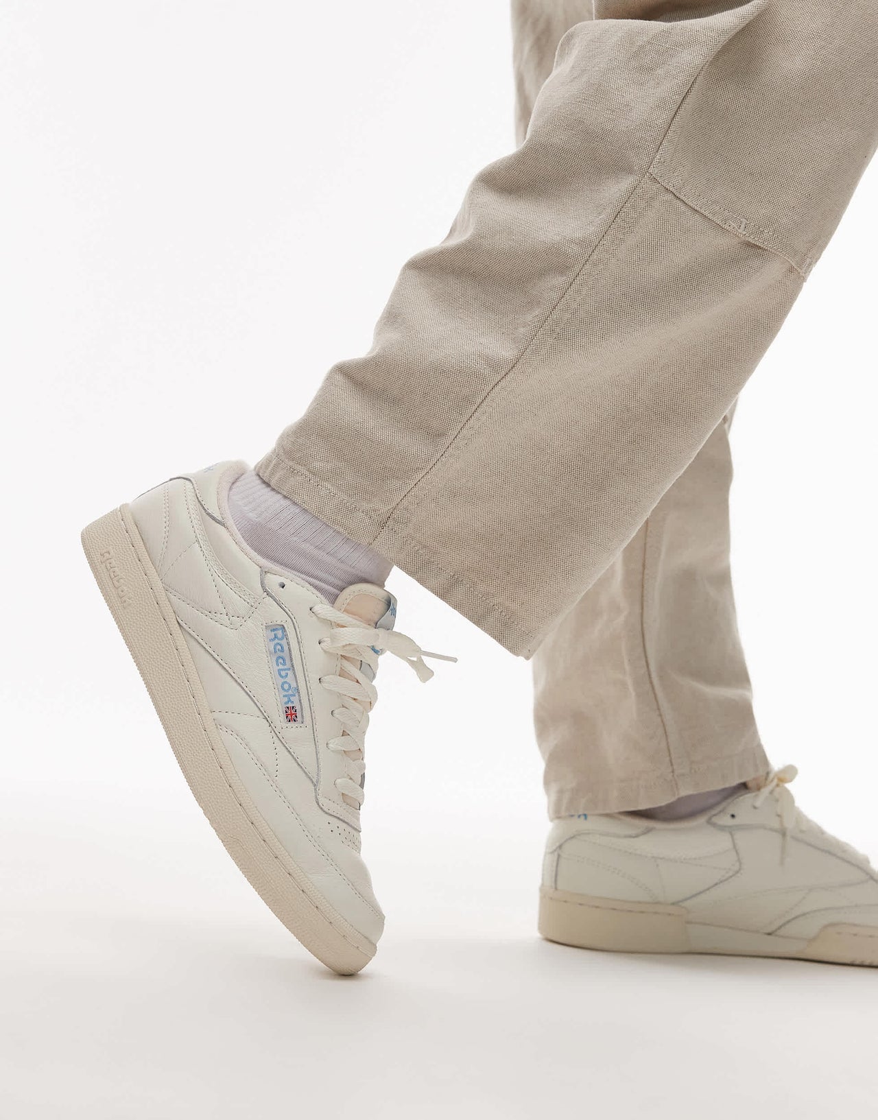 Reebok Club C 85 trainers in off white and blue