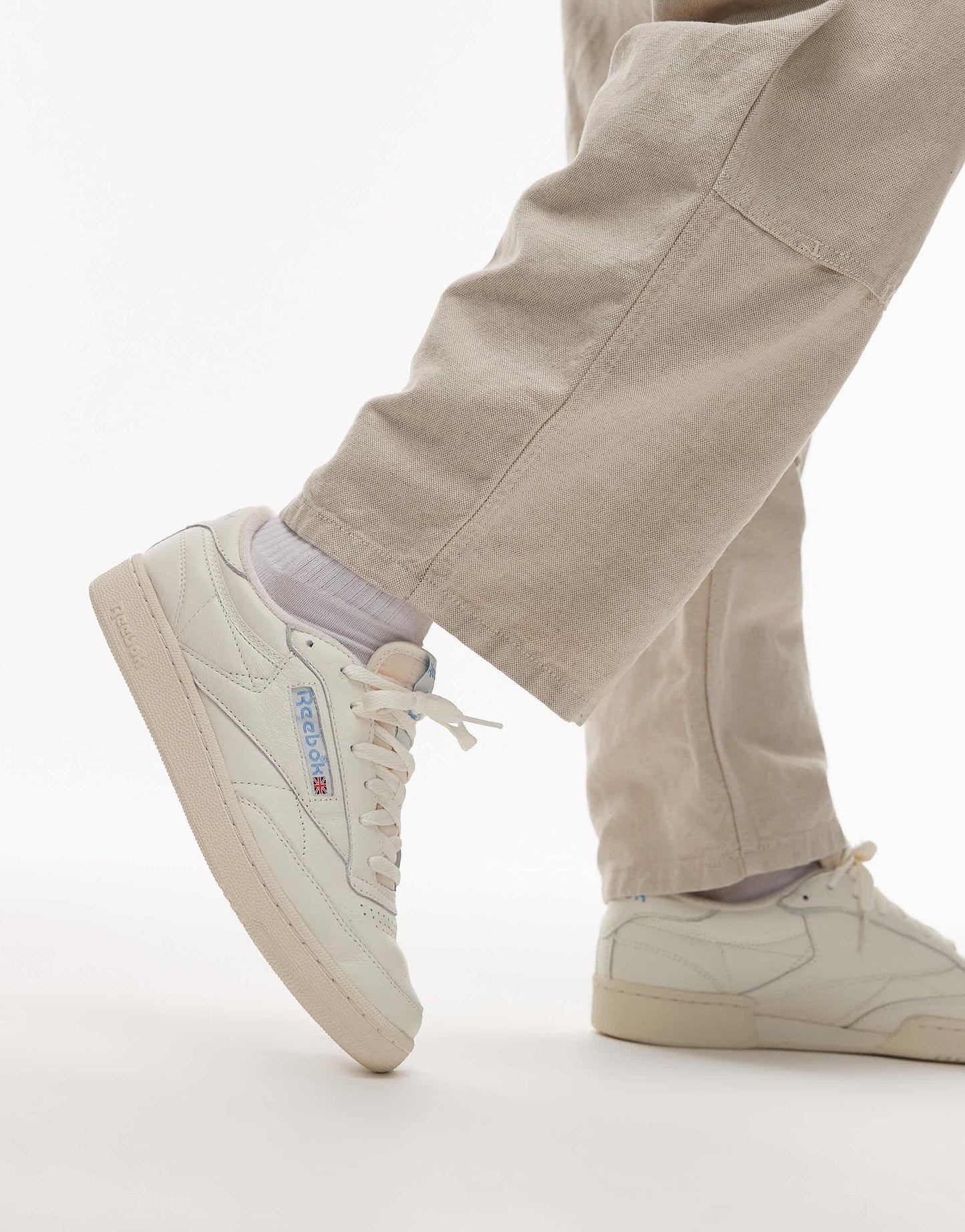 Reebok Club C 85 trainers in off white and blue