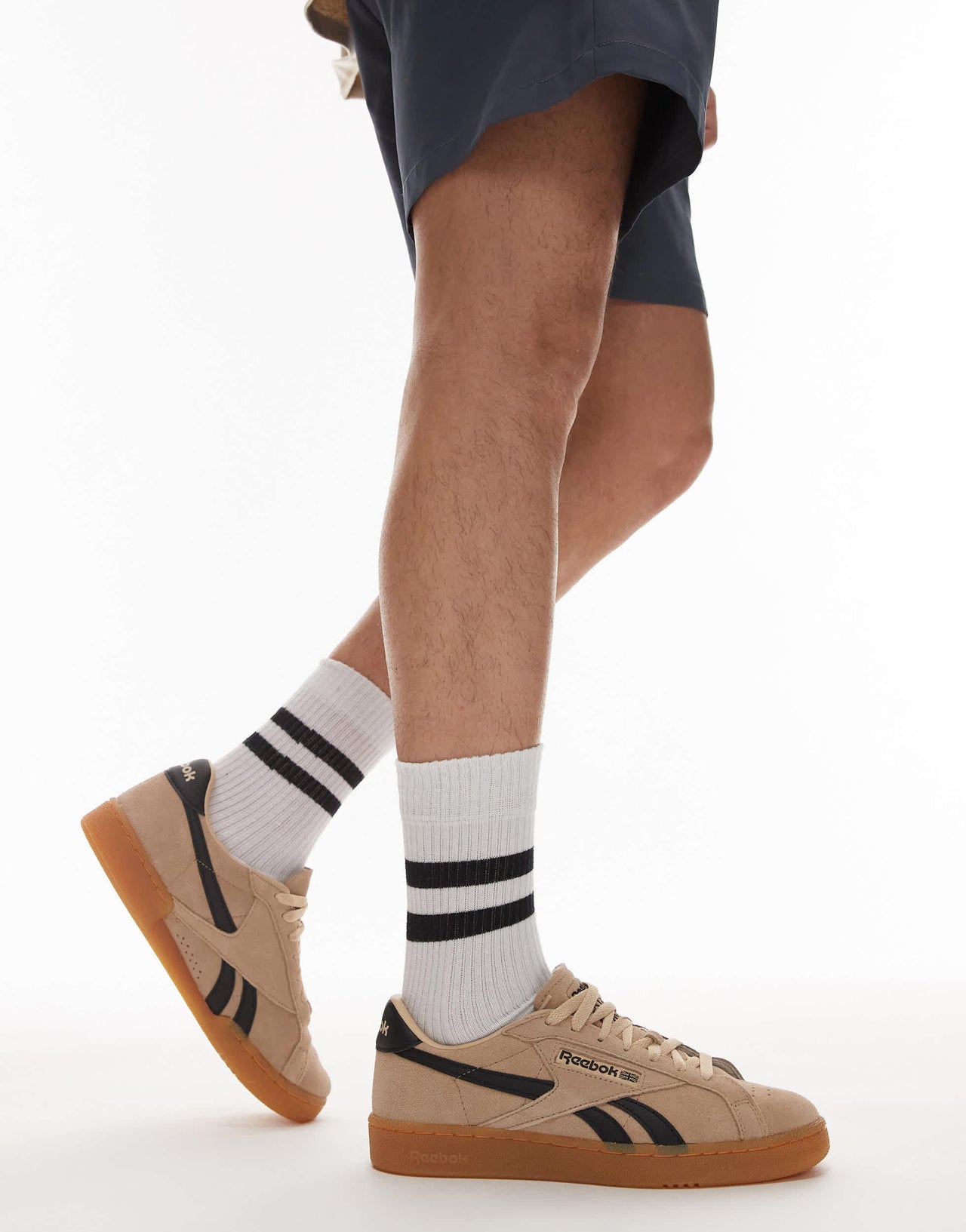 Reebok Club C Grounds trainers in tan and black