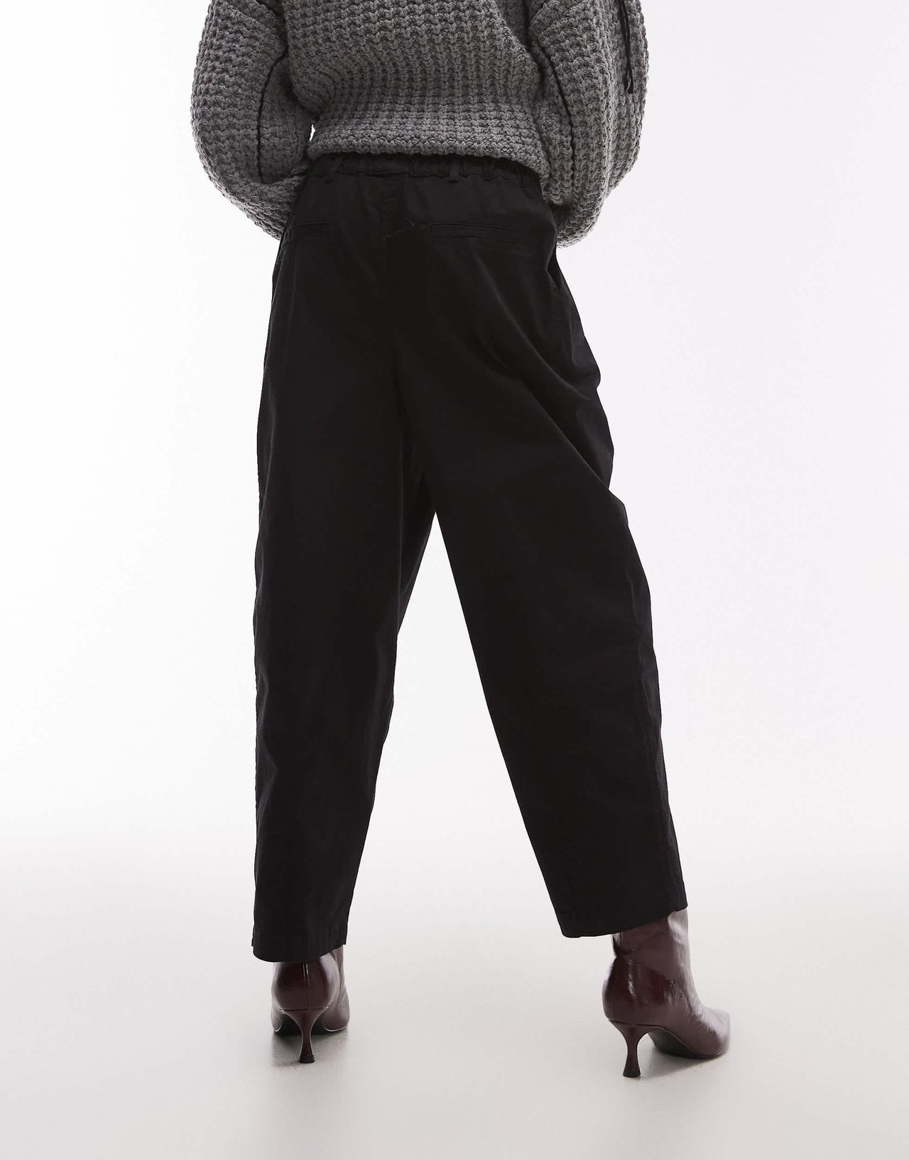 Topshop balloon casual fit trouser in black