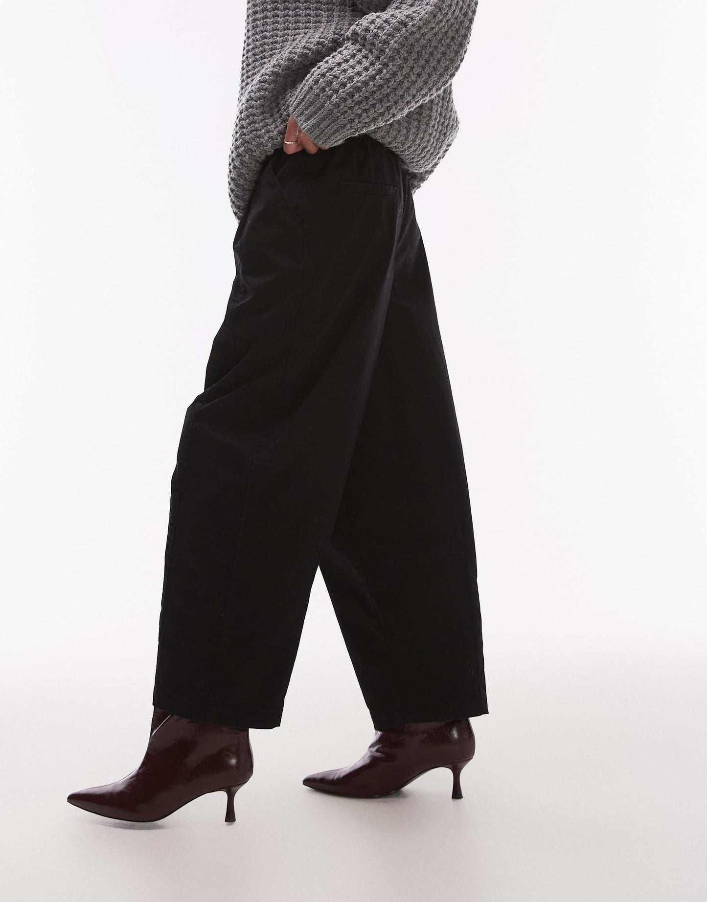 Topshop balloon casual fit trouser in black
