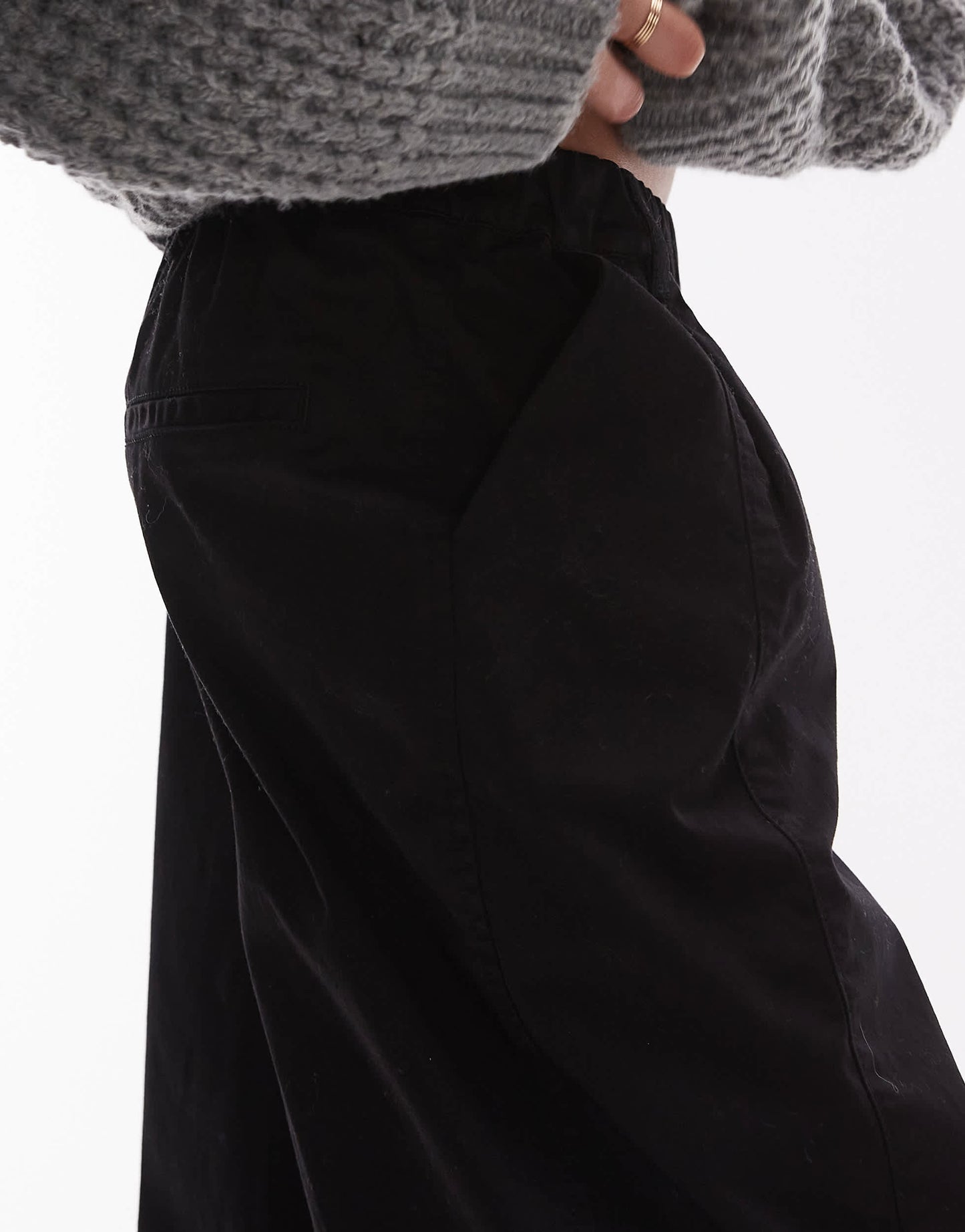 Topshop balloon casual fit trouser in black