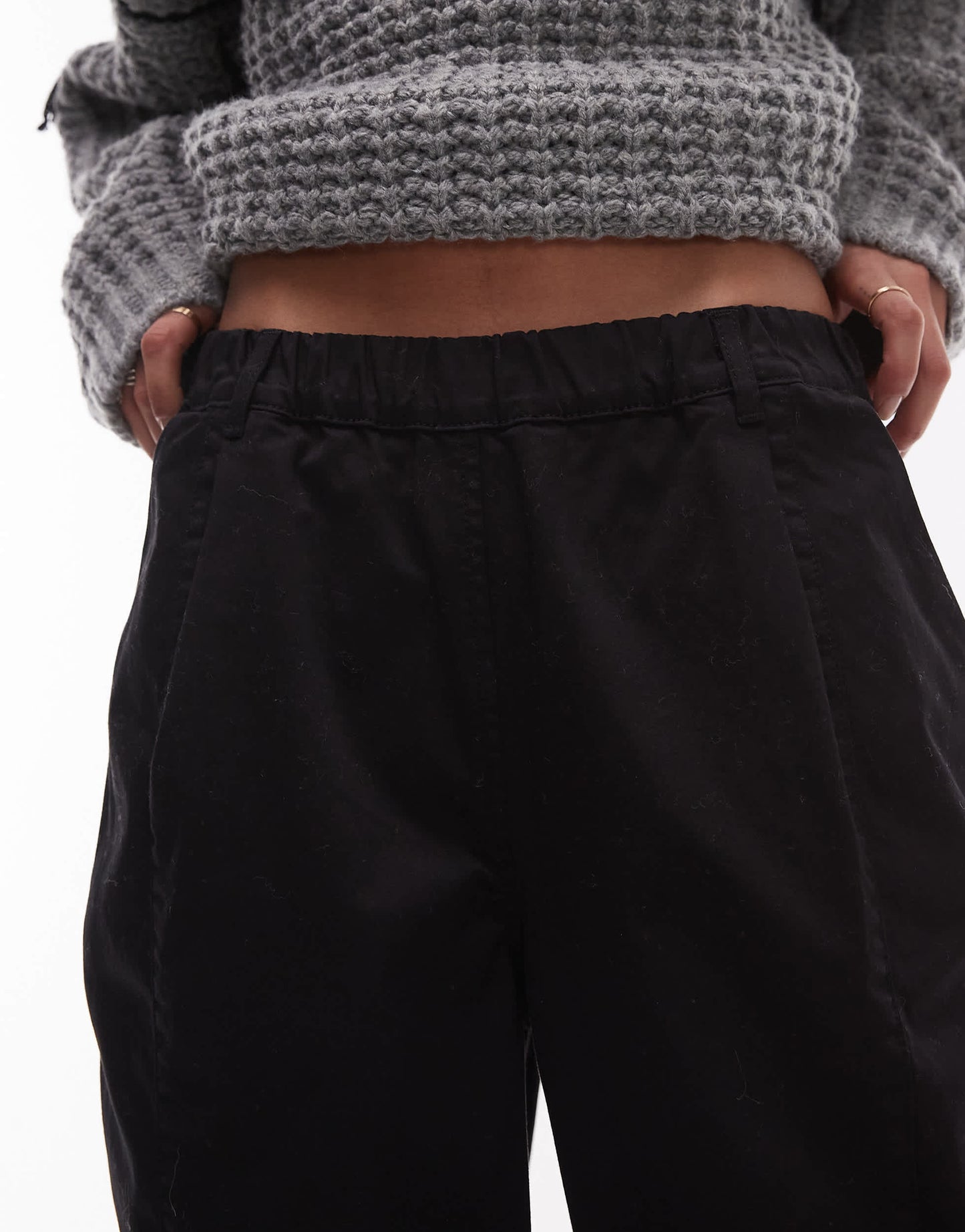 Topshop balloon casual fit trouser in black
