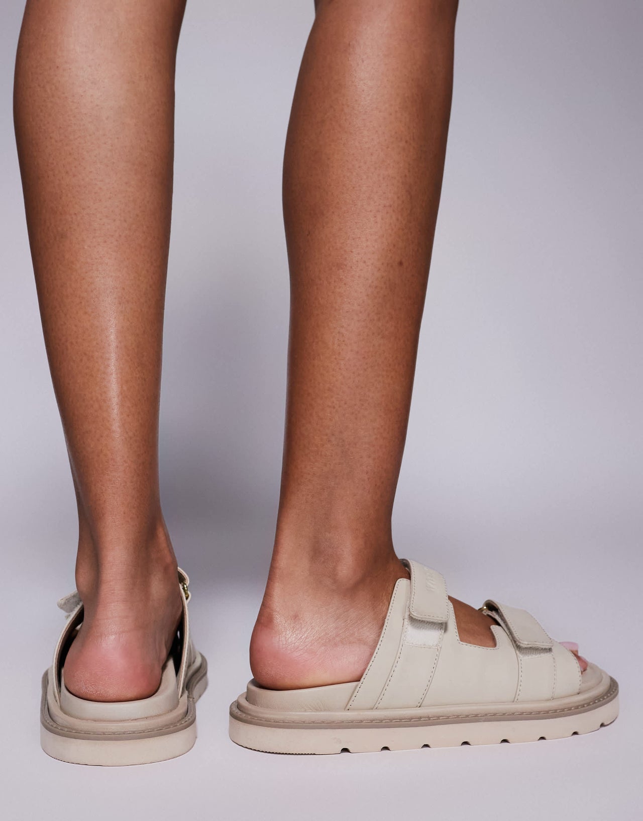 Walk London Budapest velcro mule in off white leather