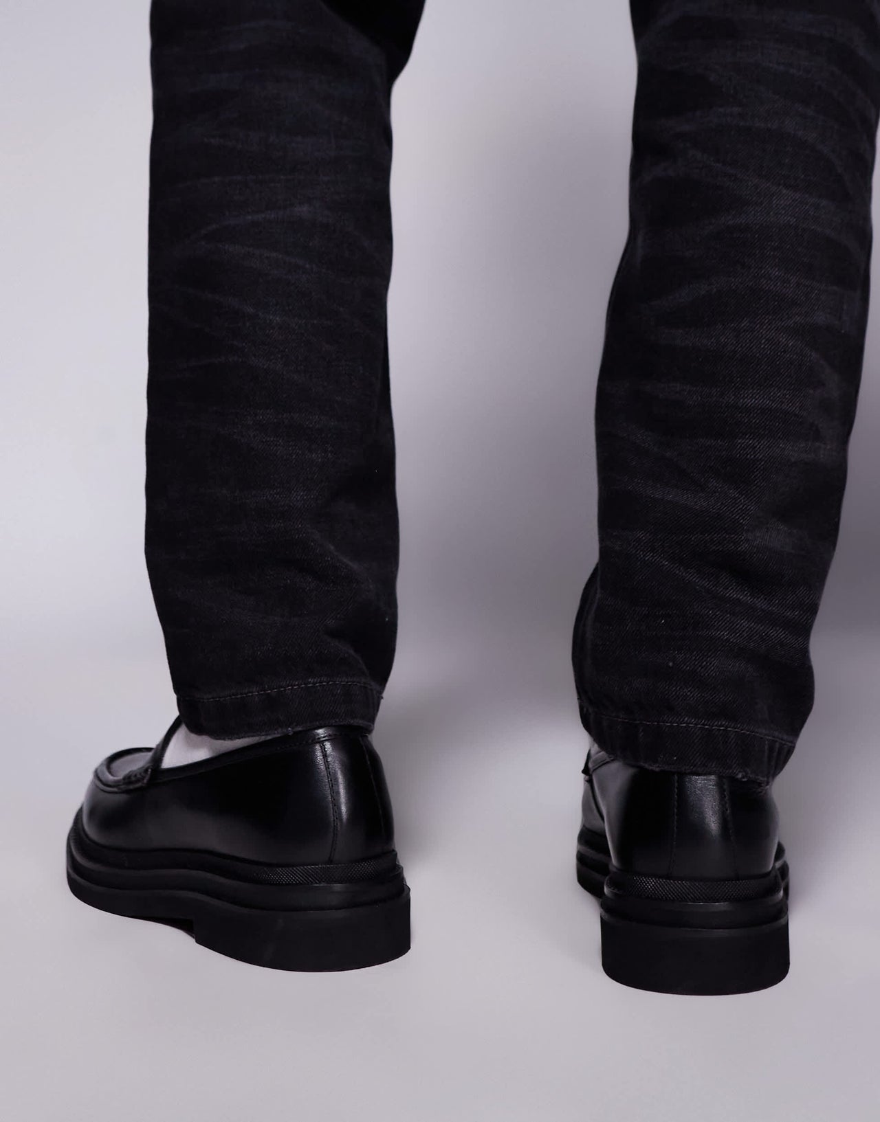 Walk London Brooklyn penny loafer in black leather