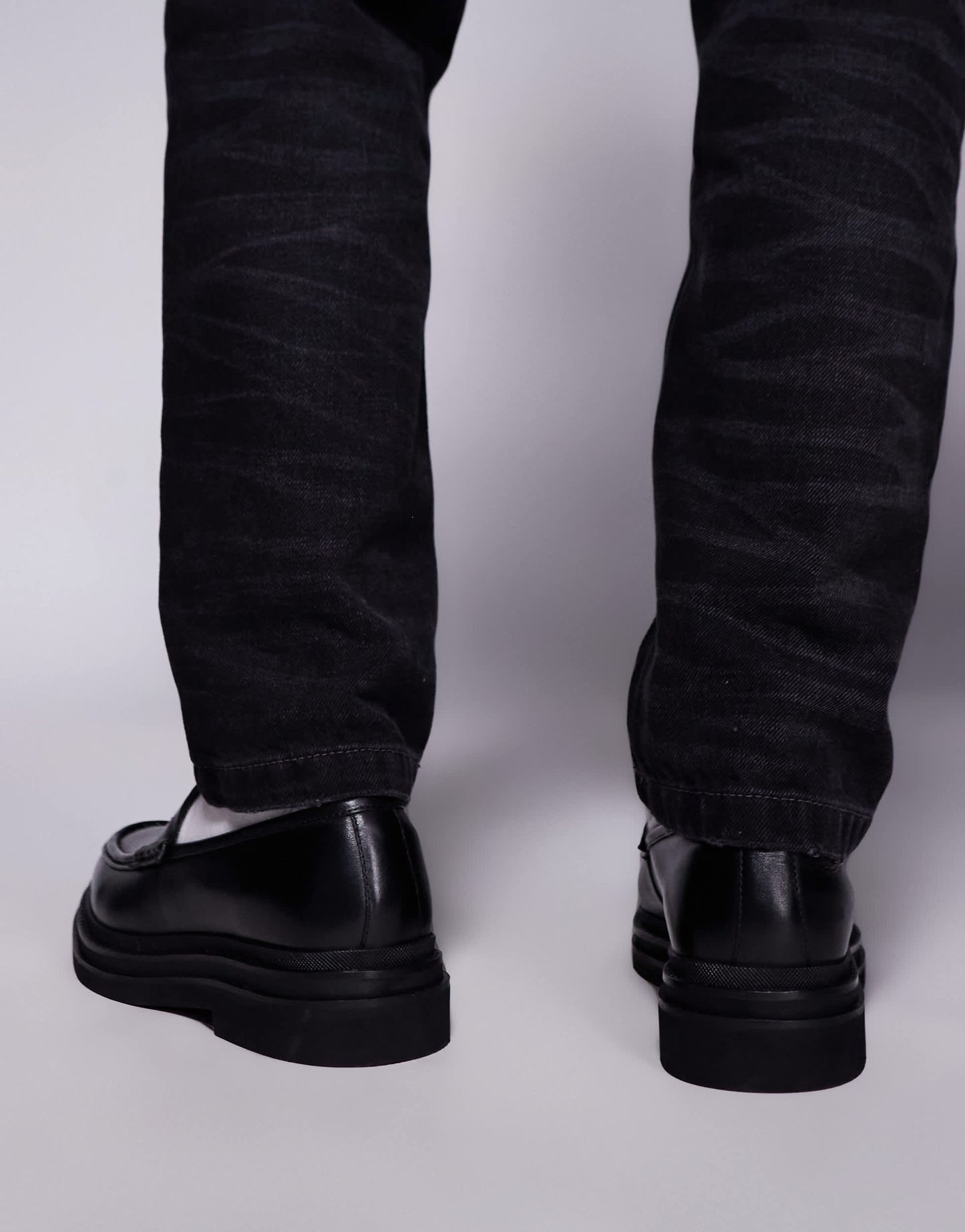 Walk London Brooklyn penny loafer in black leather