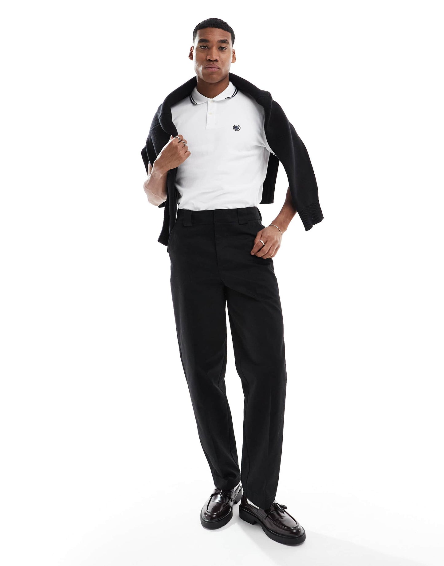 Pretty Green logo polo with tipping in white