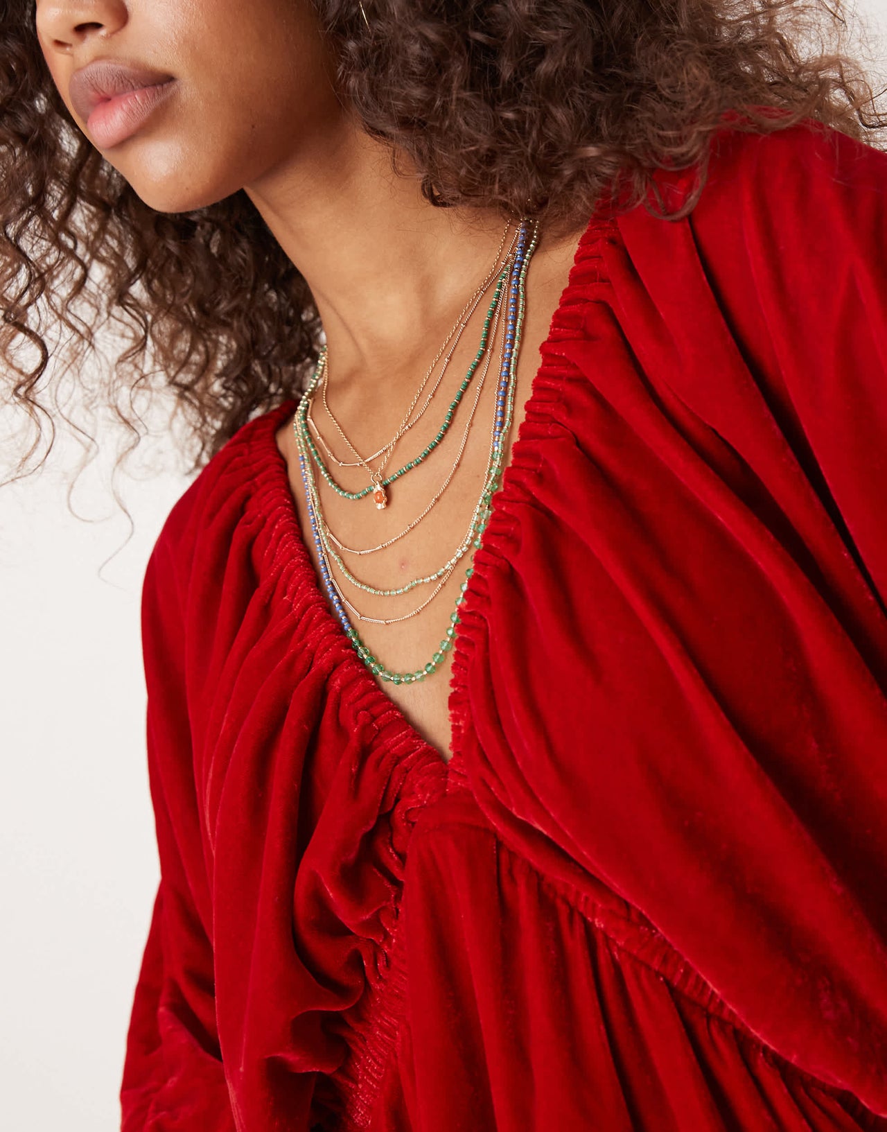 Free People velvet balloon sleeve mini dress in red
