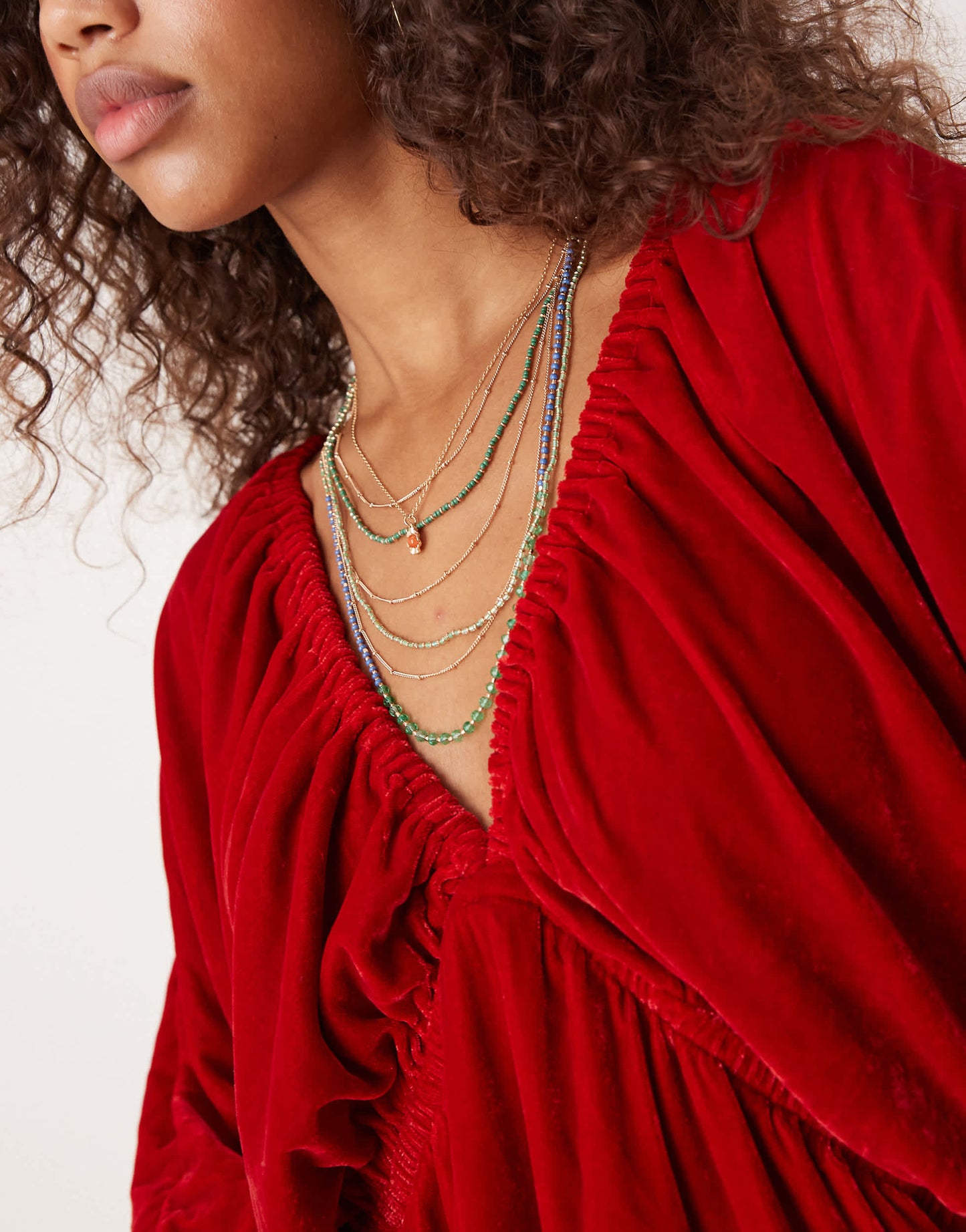 Free People velvet balloon sleeve mini dress in red