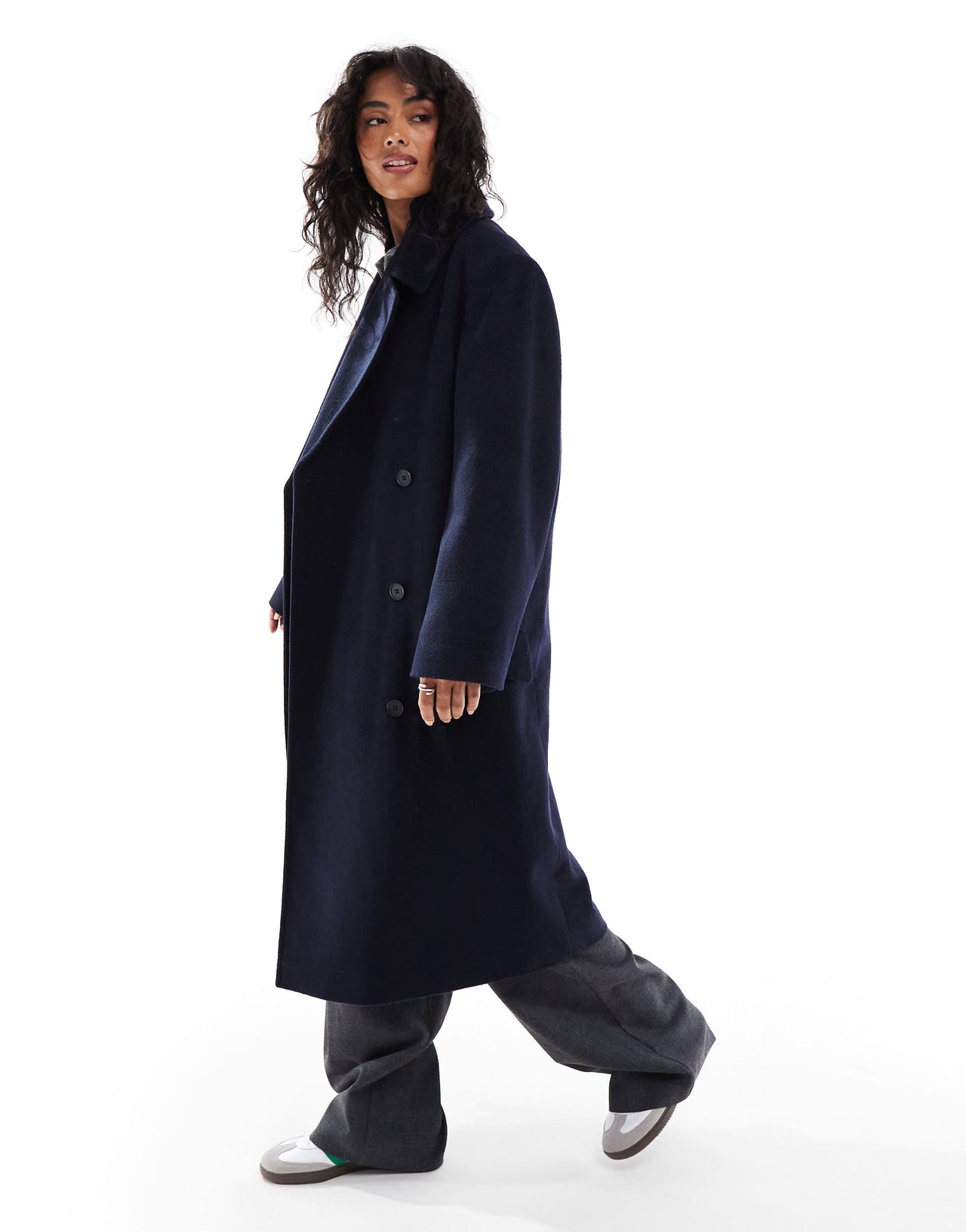 Stradivarius STR longline tailored coat in navy