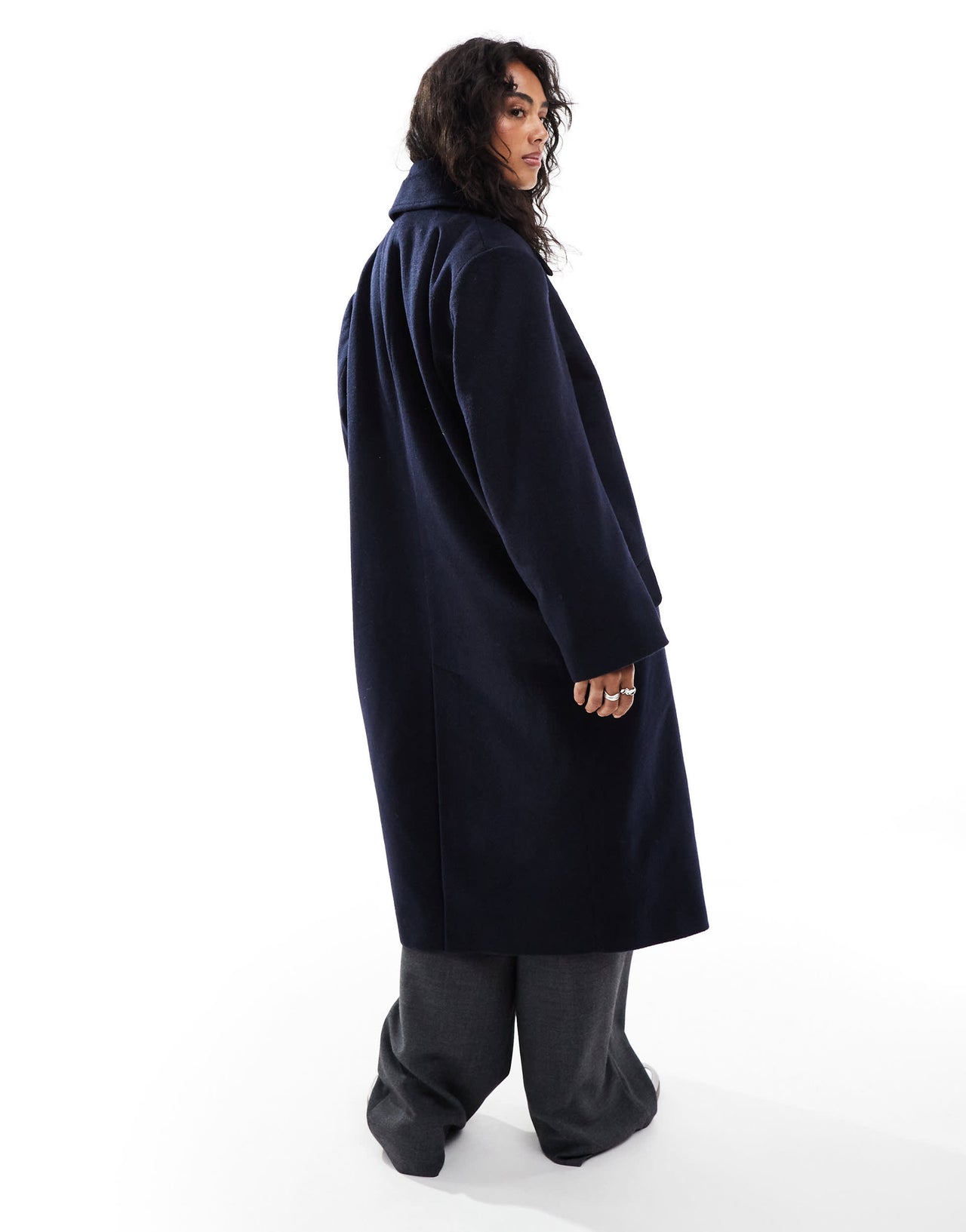 Stradivarius STR longline tailored coat in navy