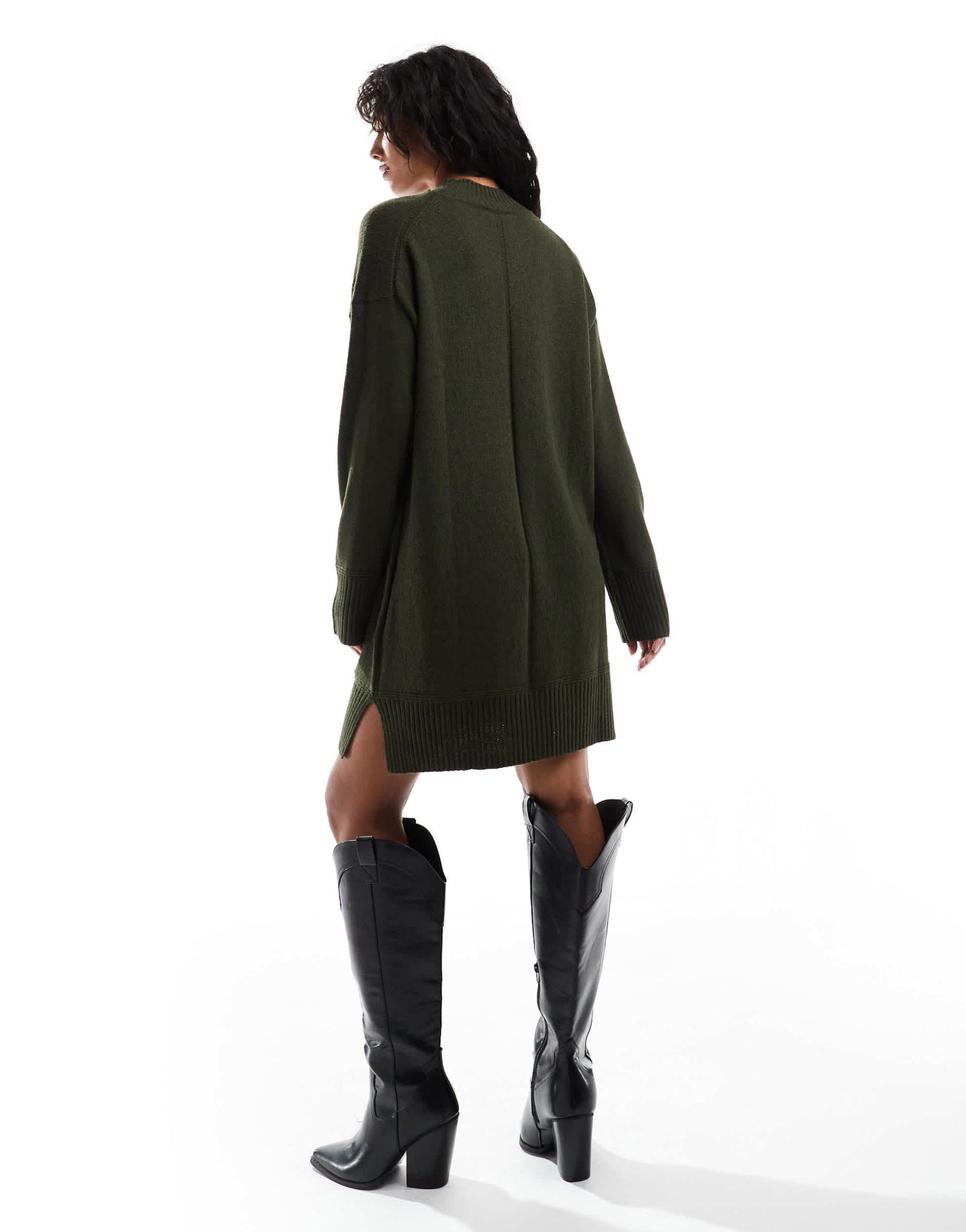 Nobody's Child grown on neck knitted jumper dress in green