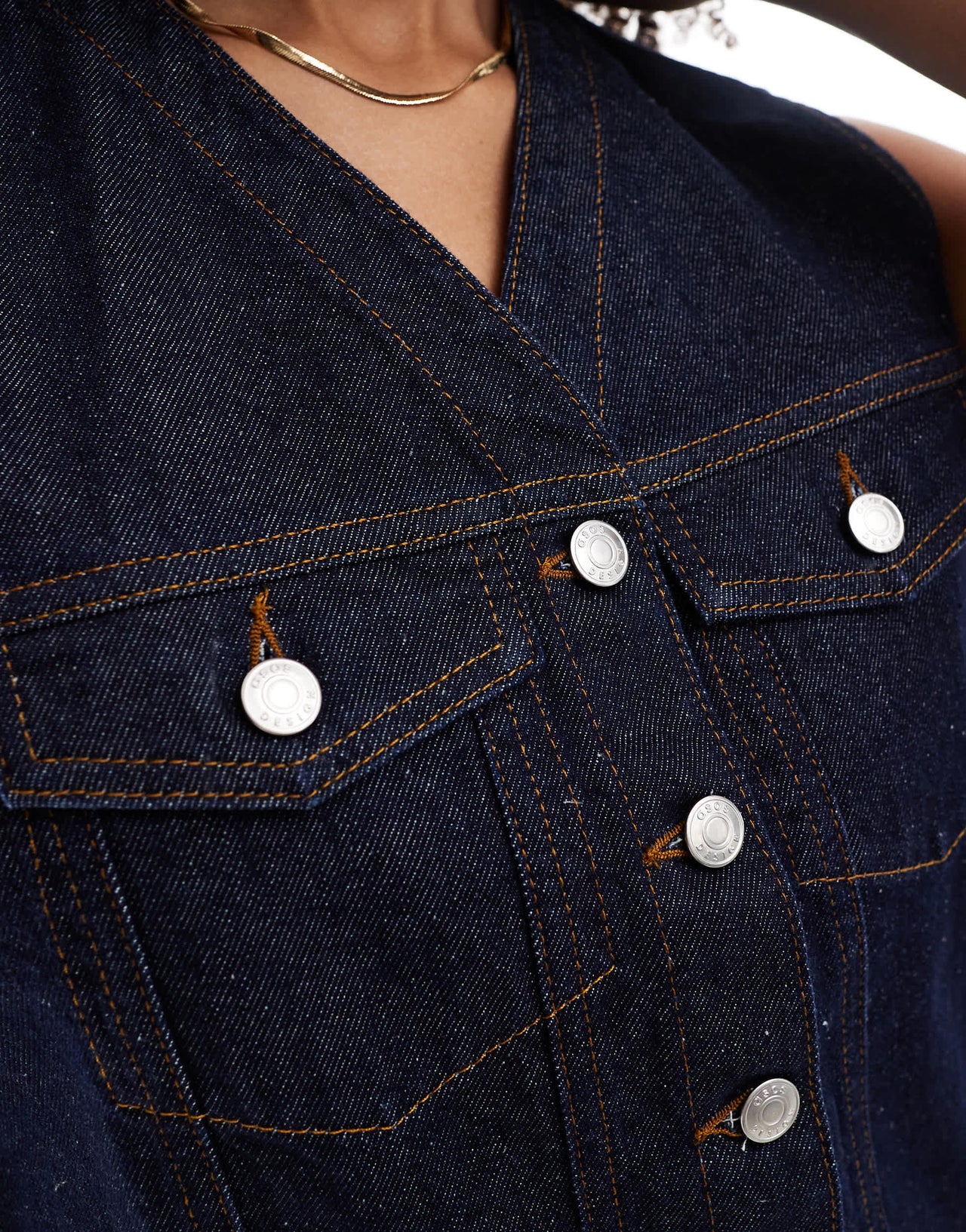 ASOS DESIGN denim boxy western waistcoat in indigo