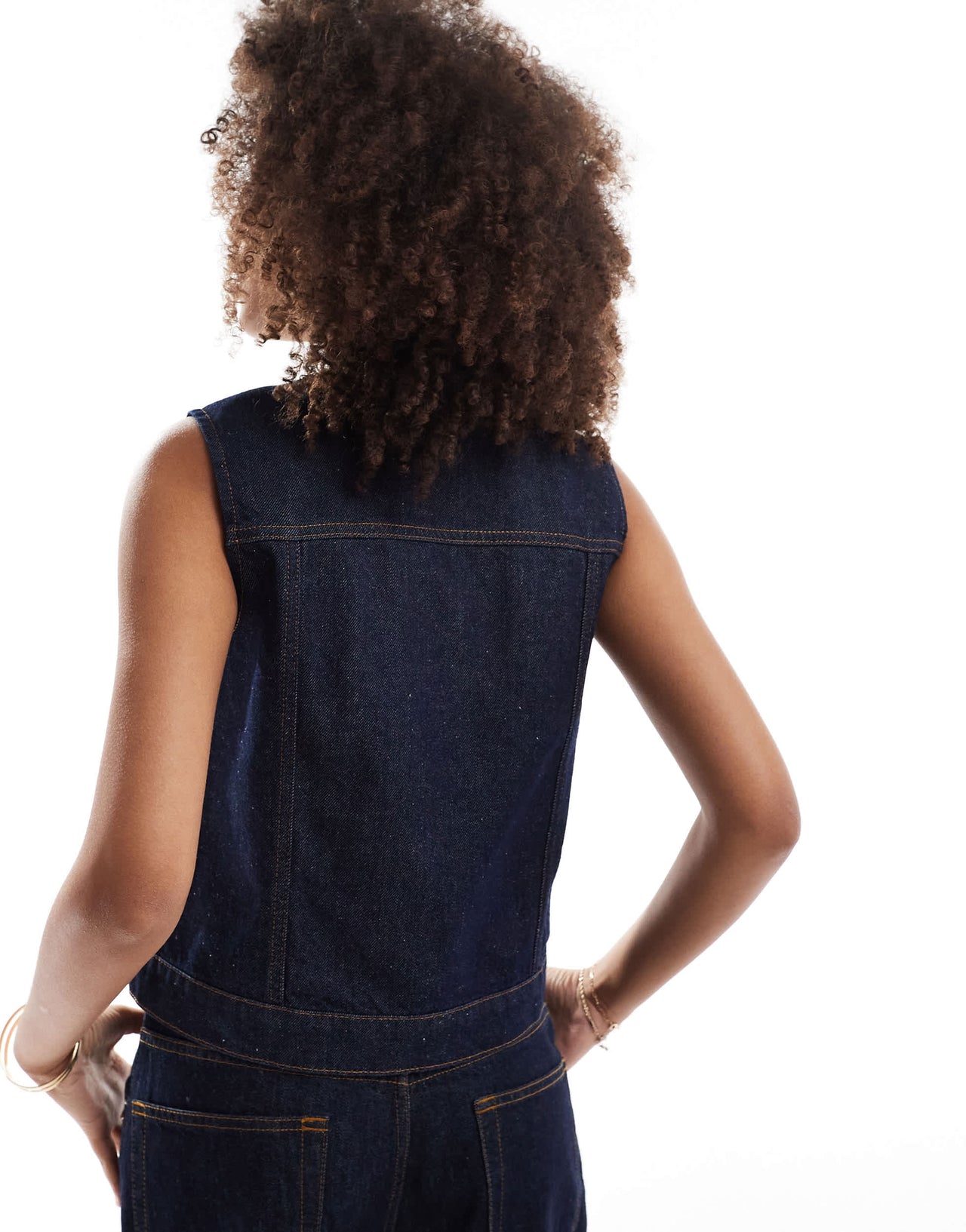ASOS DESIGN denim boxy western waistcoat in indigo