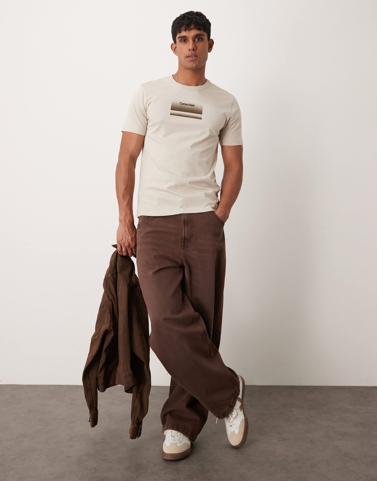 Calvin Klein gradient chest logo in beige