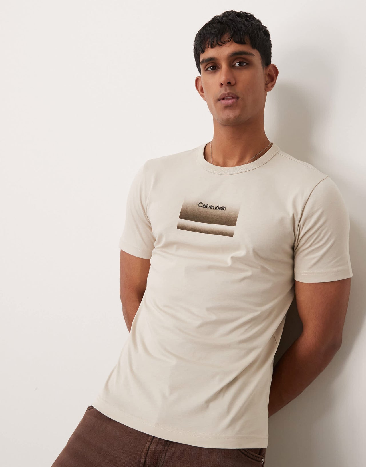 Calvin Klein gradient chest logo in beige