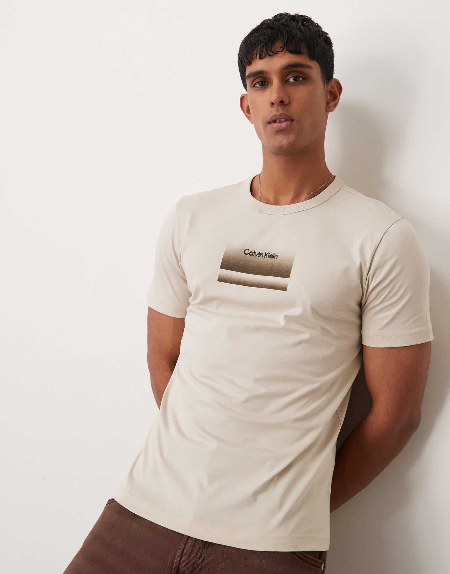 Calvin Klein gradient chest logo in beige