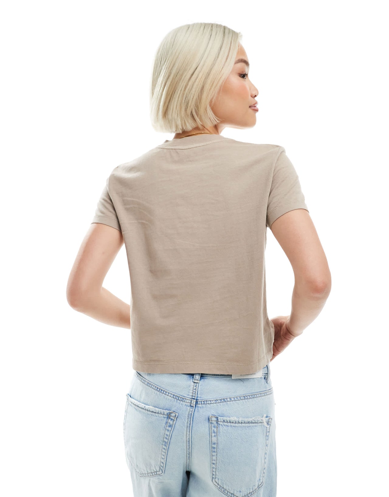 Calvin Klein Jeans puff logo baby t-shirt in washed taupe