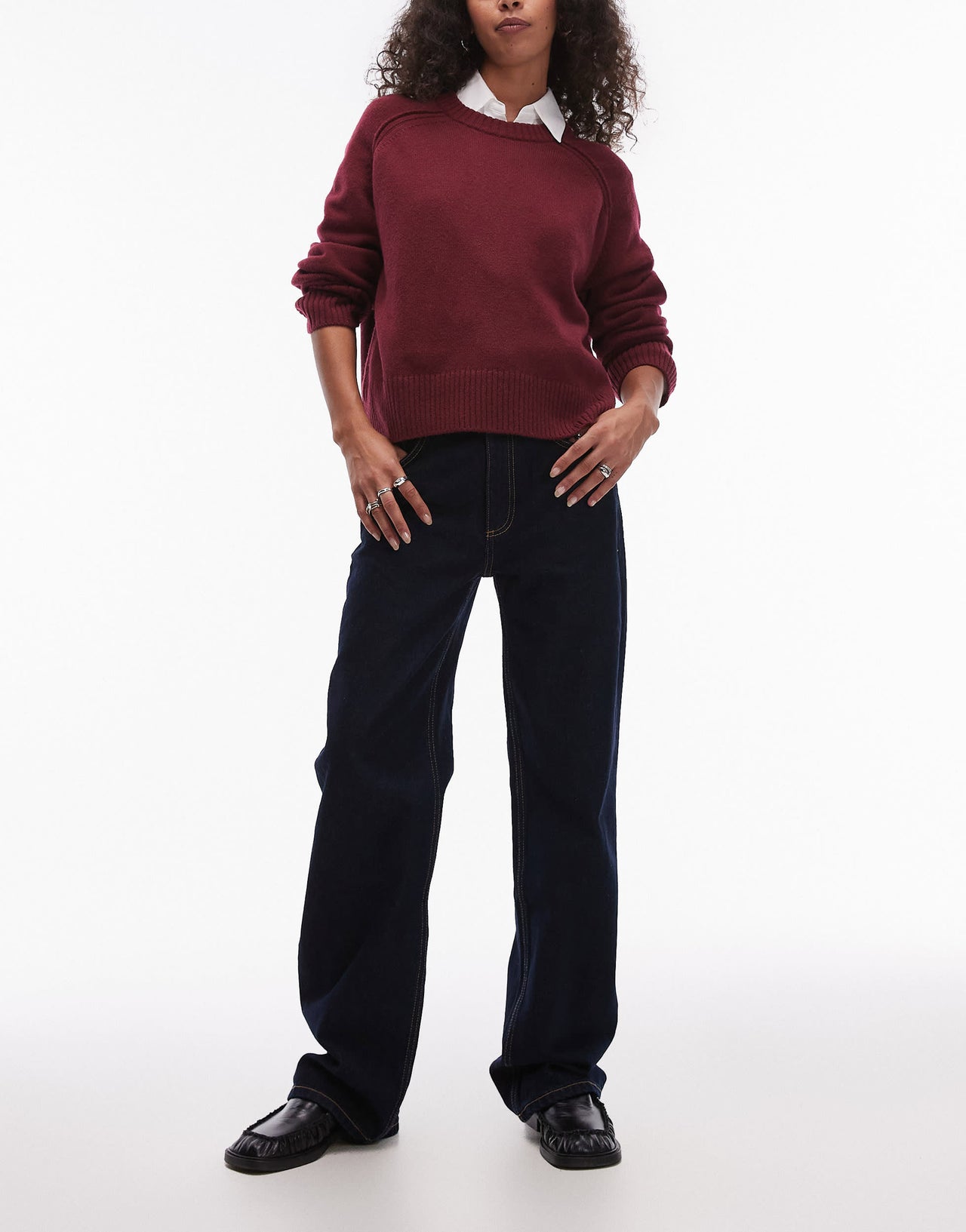 Mango high waist straight leg jean in dark blue wash