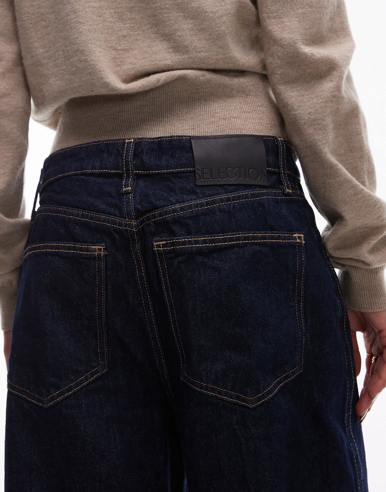 Mango Capsule Brigitte straight leg rigid denim jeans in dark blue