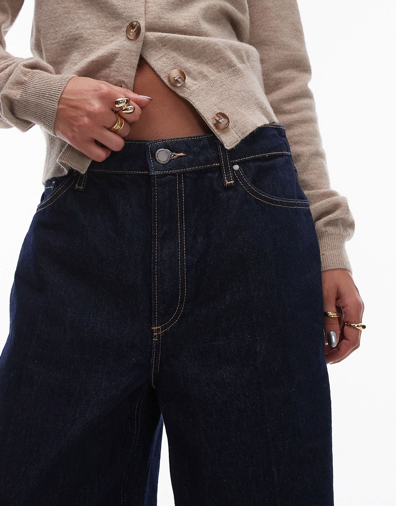 Mango Capsule Brigitte straight leg rigid denim jeans in dark blue