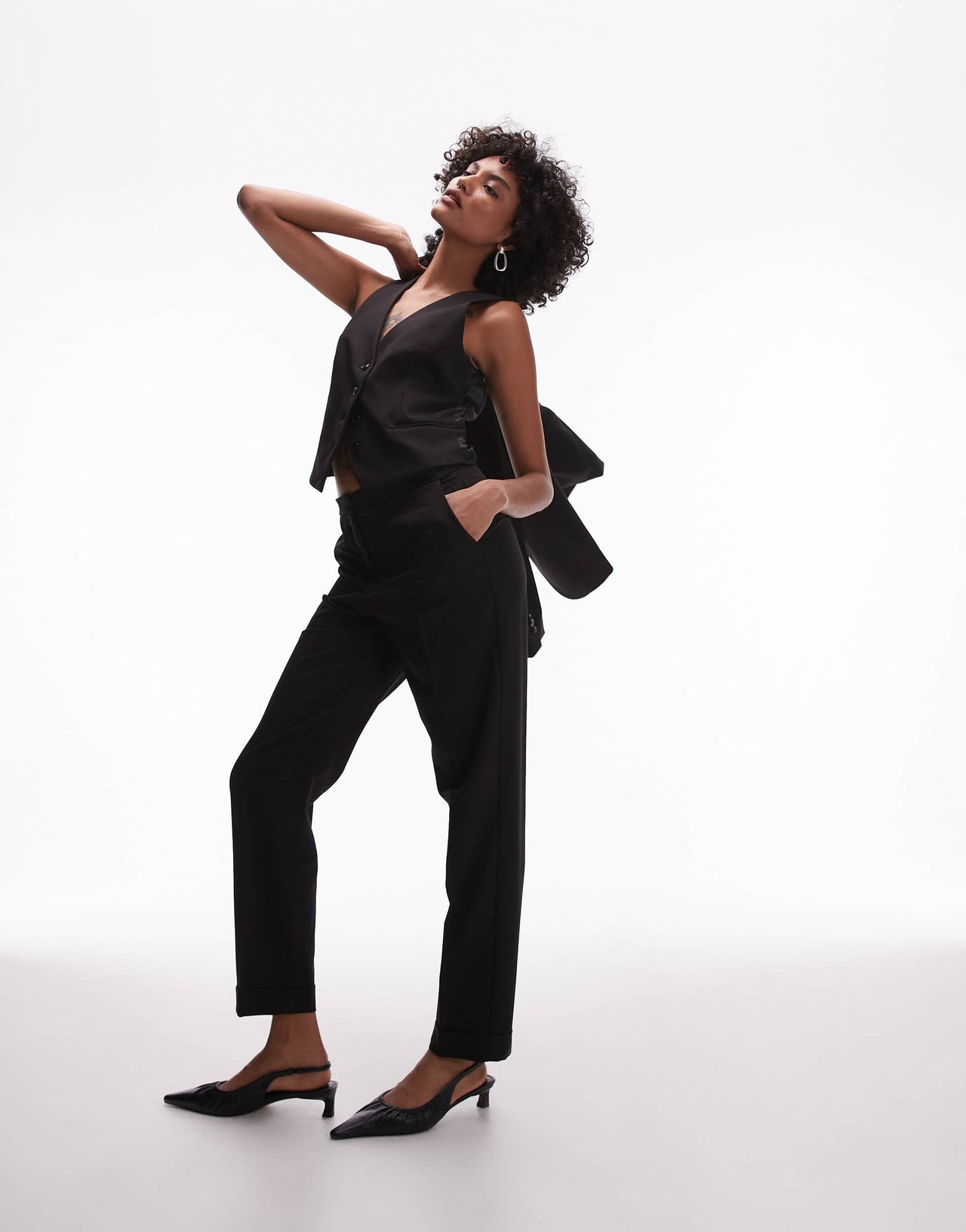 Mango suit slim trouser co-ord in black