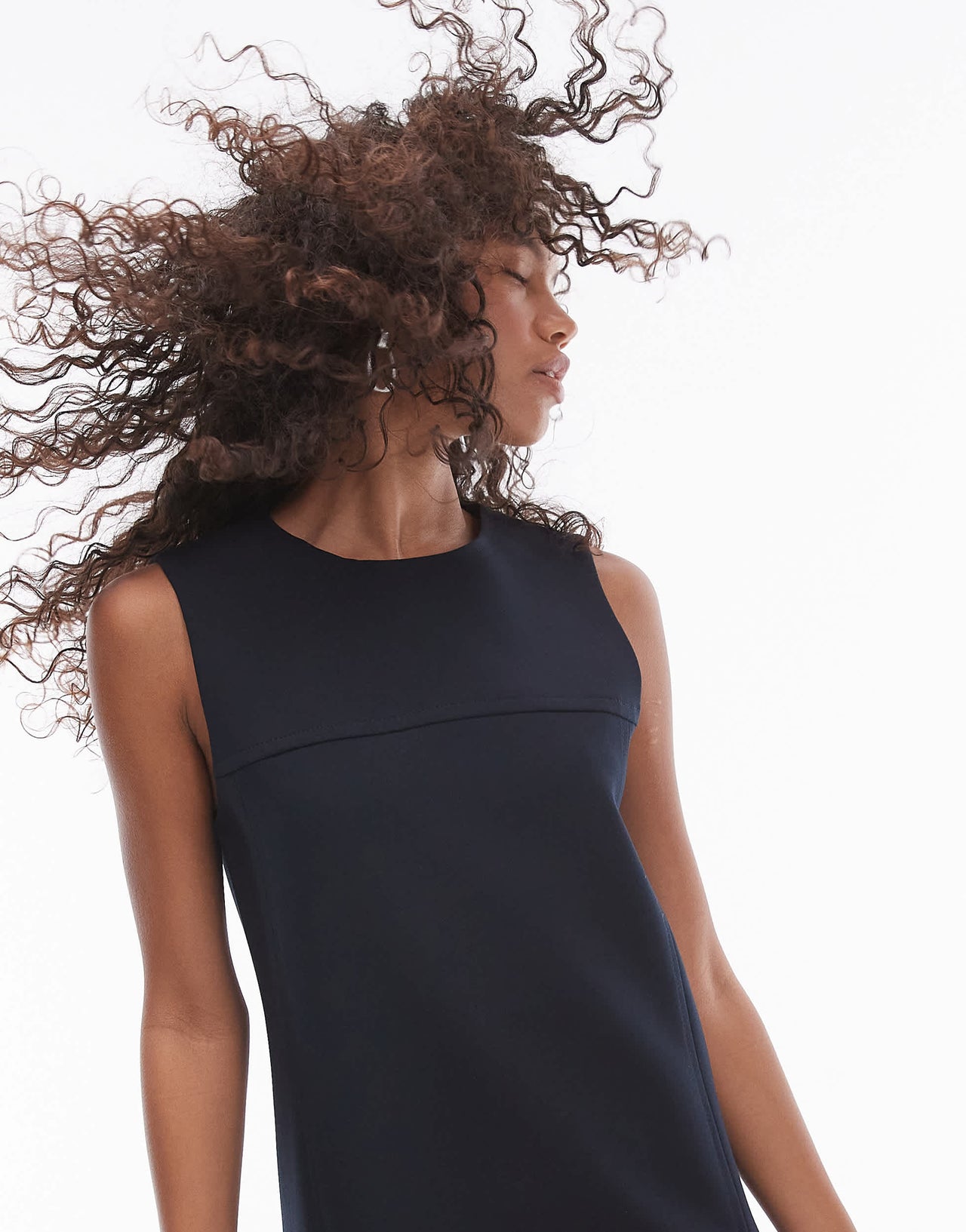 Mango tailored button tab mini dress in navy