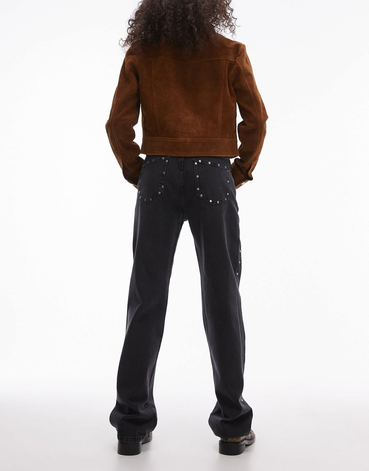 Mango studded side and pocket detail jeans in black