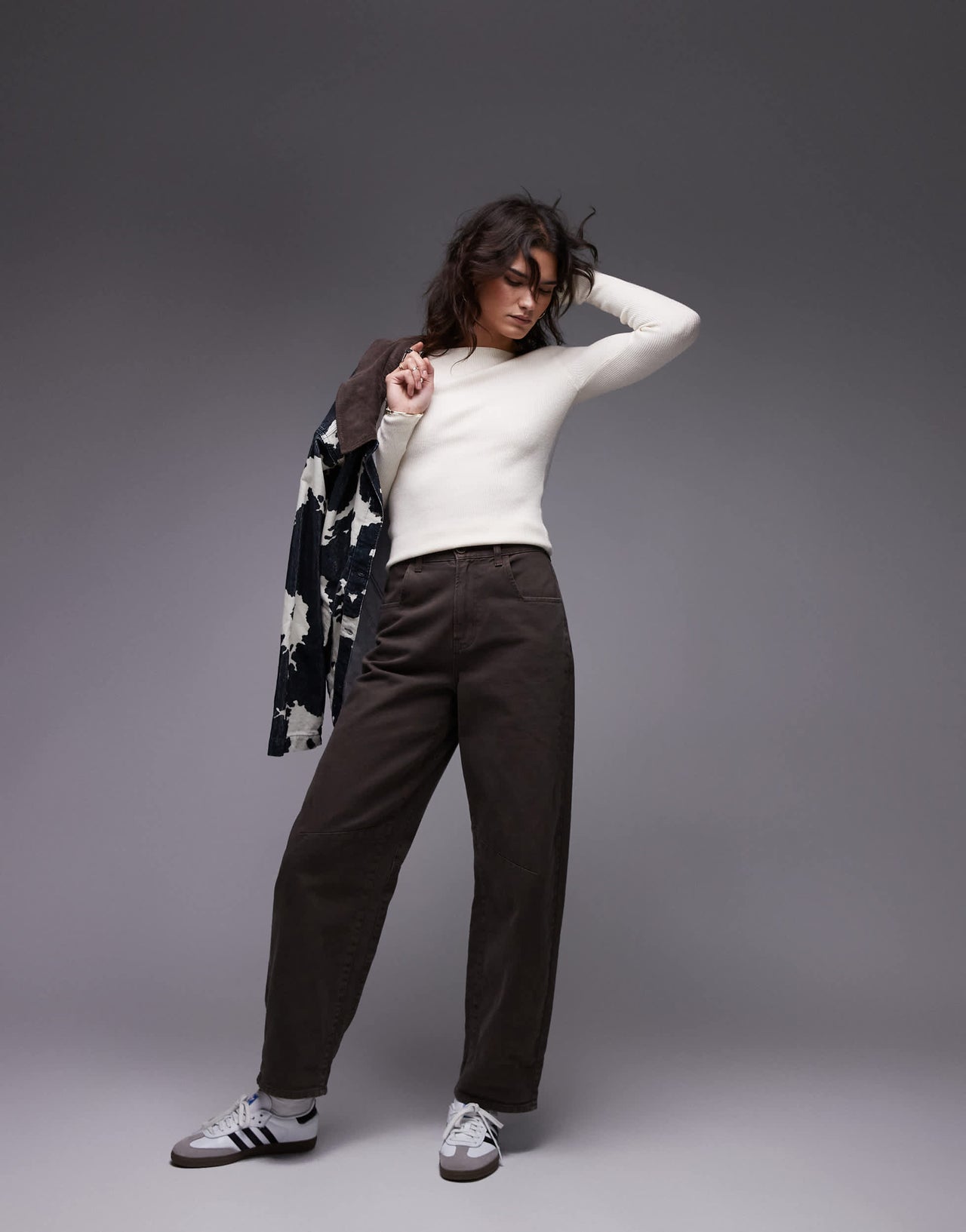 Mango boat neck knitted top in white