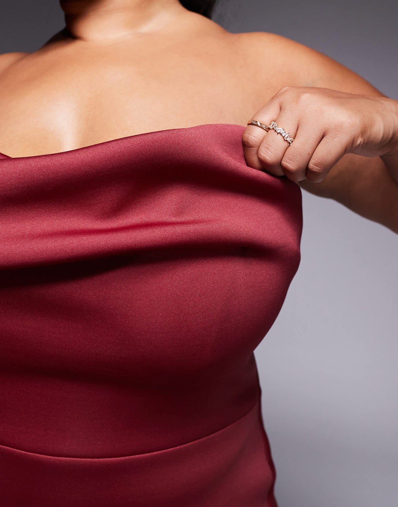 ASOS DESIGN Curve  structured bust detail midi dress in burgundy in scuba-style fabric