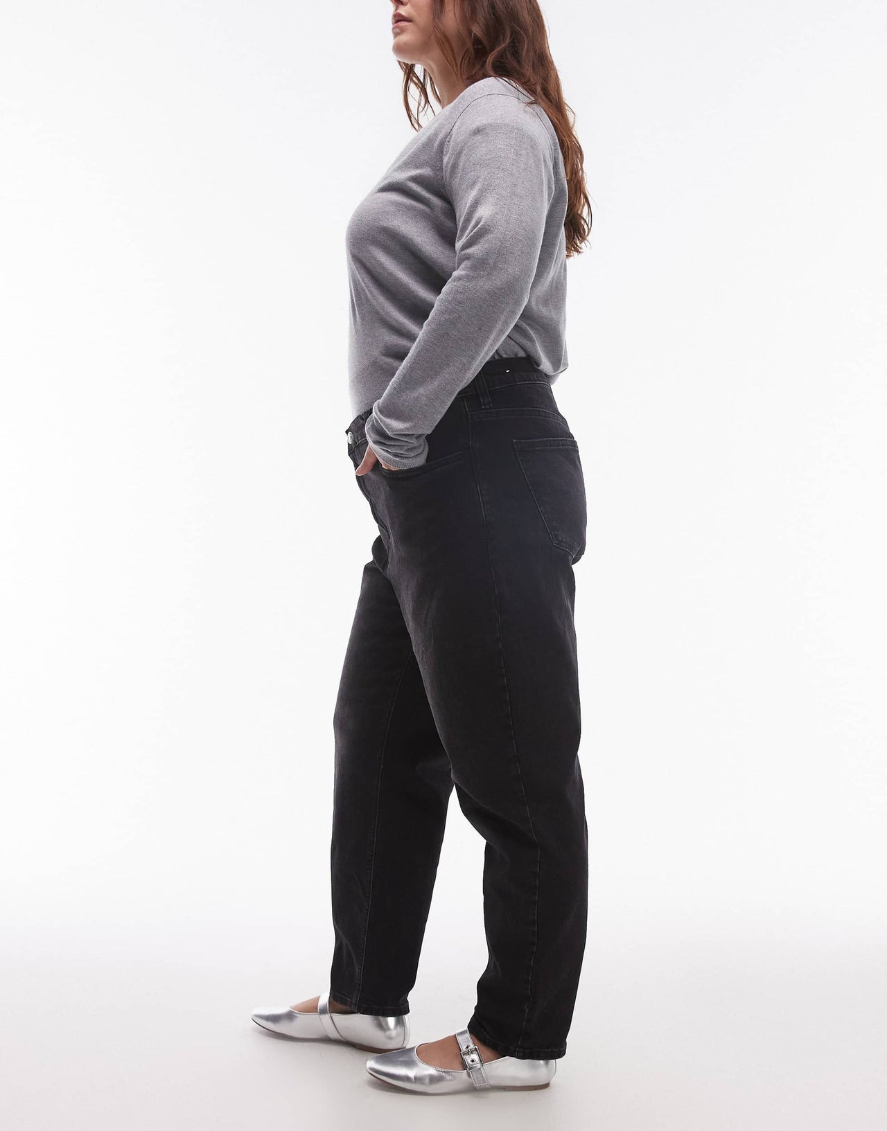 Mango curve relaxed mom jeans in black