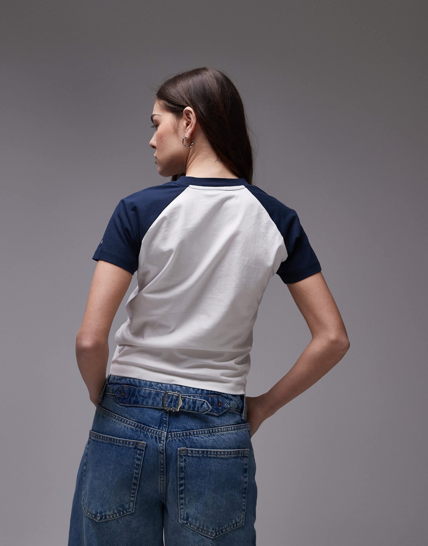 Tommy Jeans raglan t-shirt in white and navy