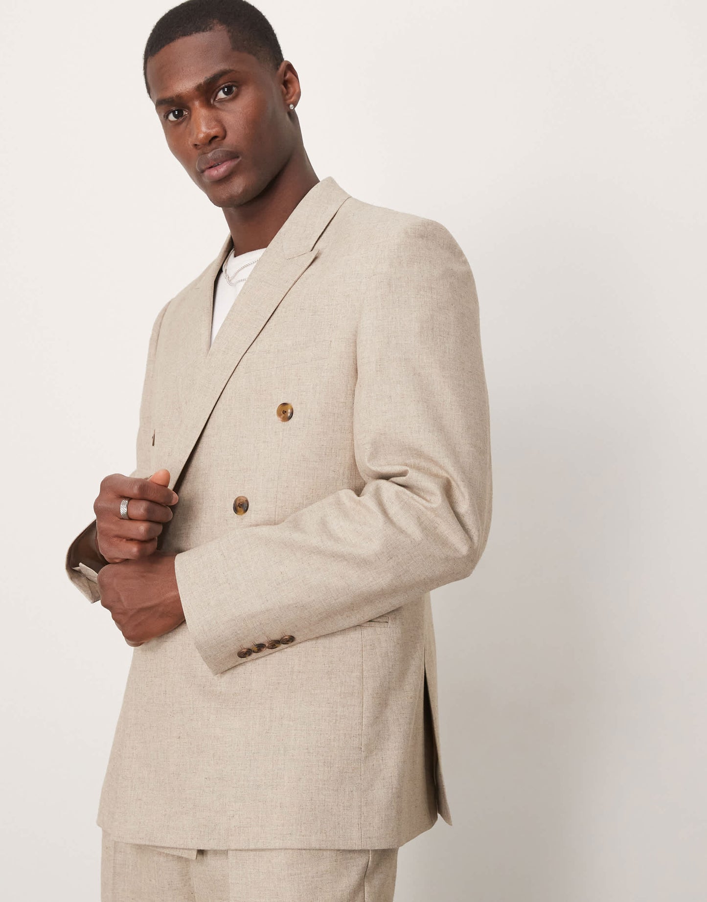 ASOS DESIGN slim suit jacket in stone marl look