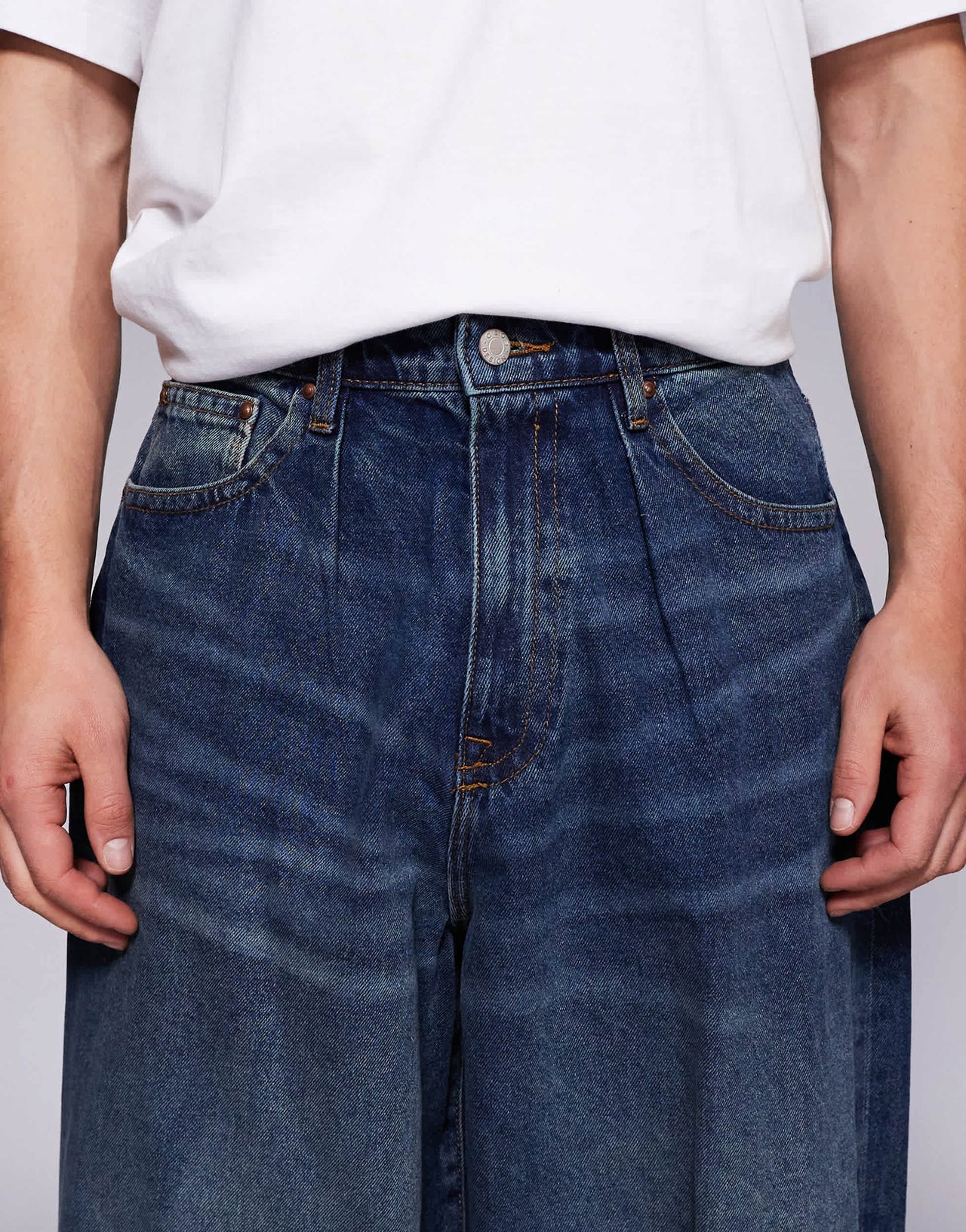 ASOS DESIGN oversized baggy fit jeans in vintage dark wash blue