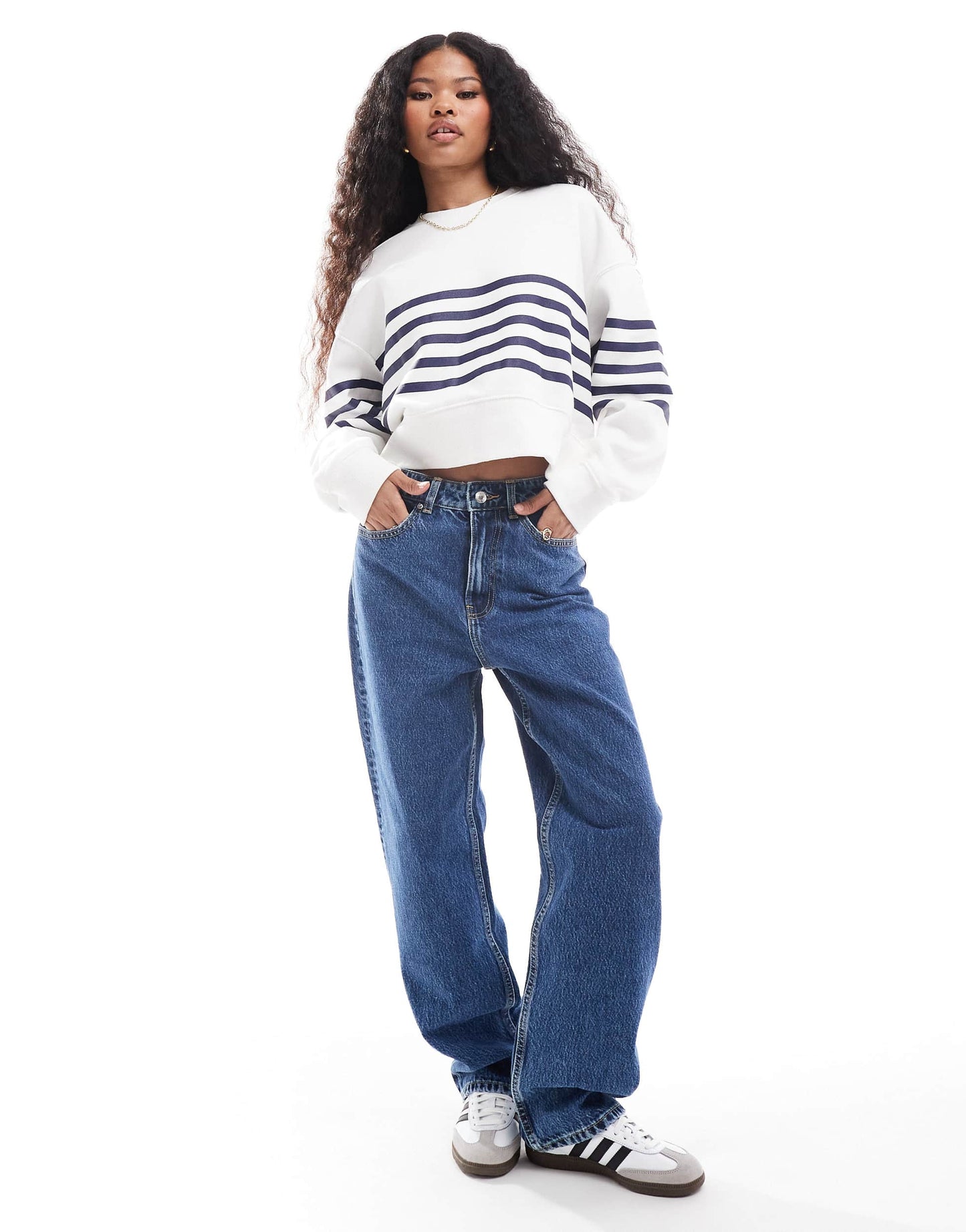 Bershka petite mom jeans in authentic blue