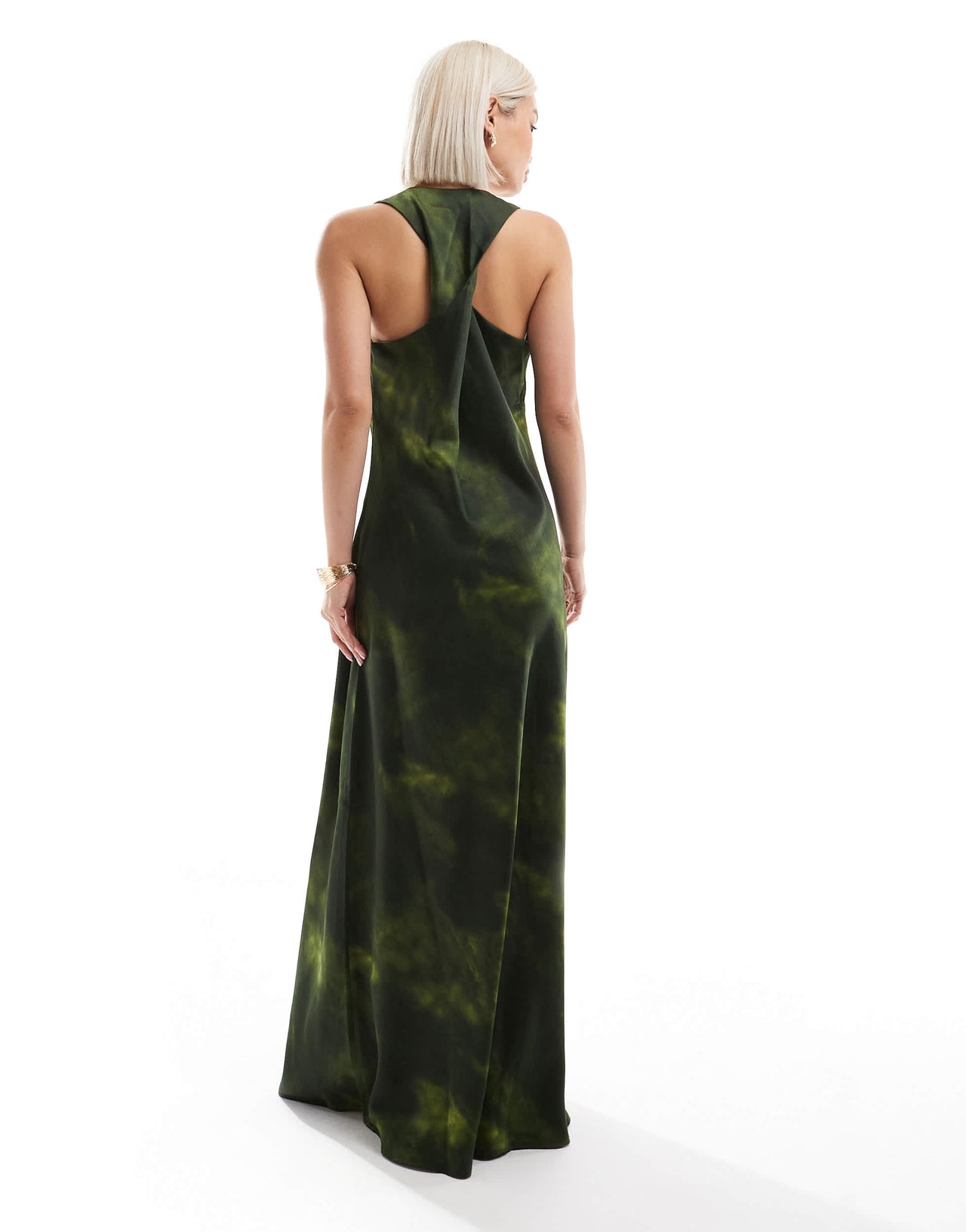 Vero Moda Aware satin maxi dress iin green abstract print