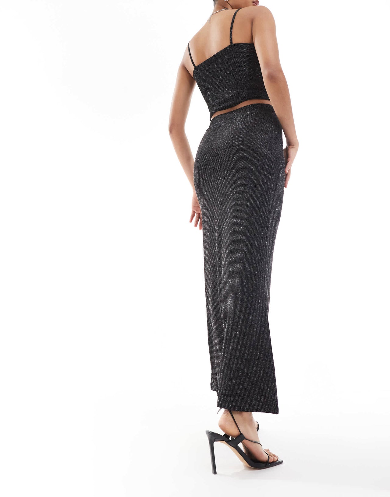Vero Moda mix & match maxi skirt co-ord in black glitter