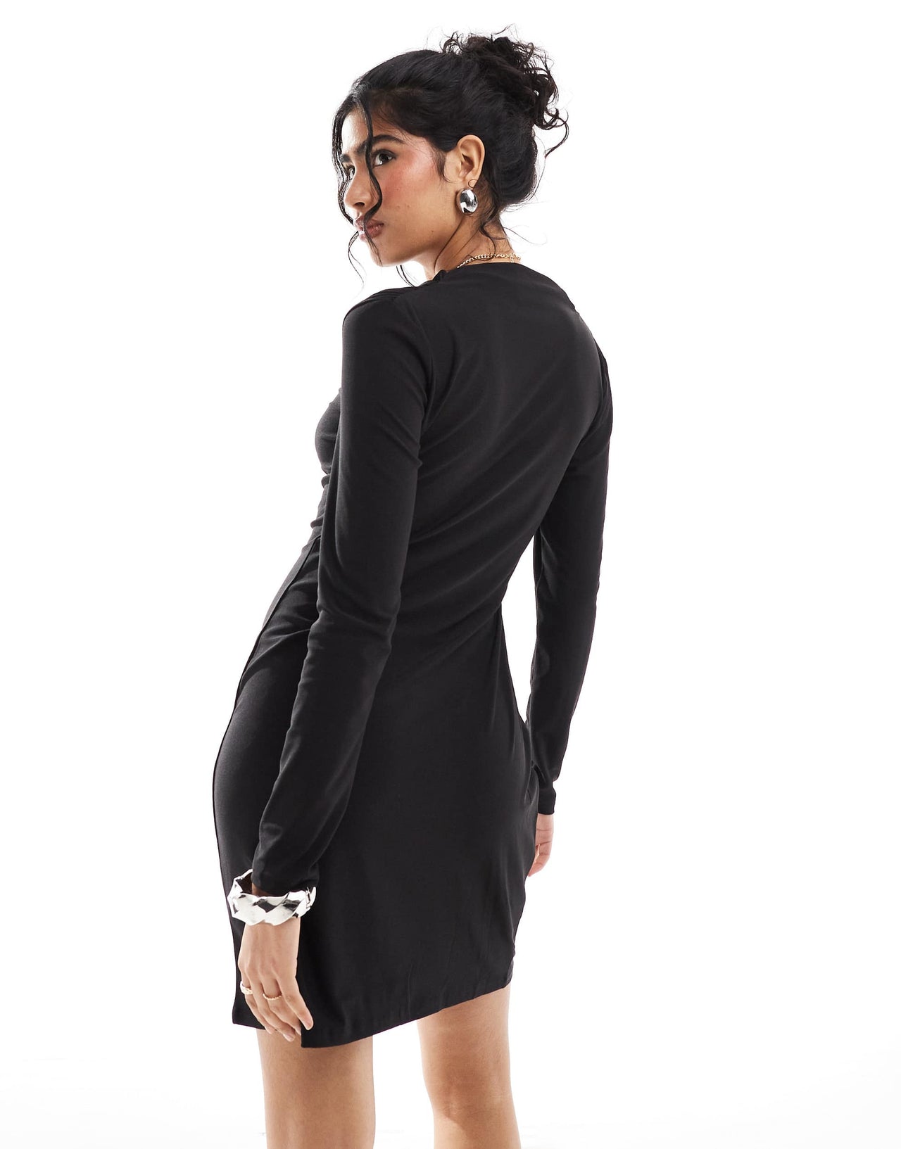 Vero Moda cut out draped mini dress in black
