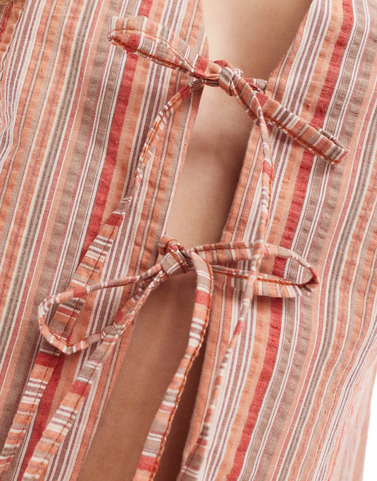 ASOS DESIGN tie front waistcoat in multi colour stripe