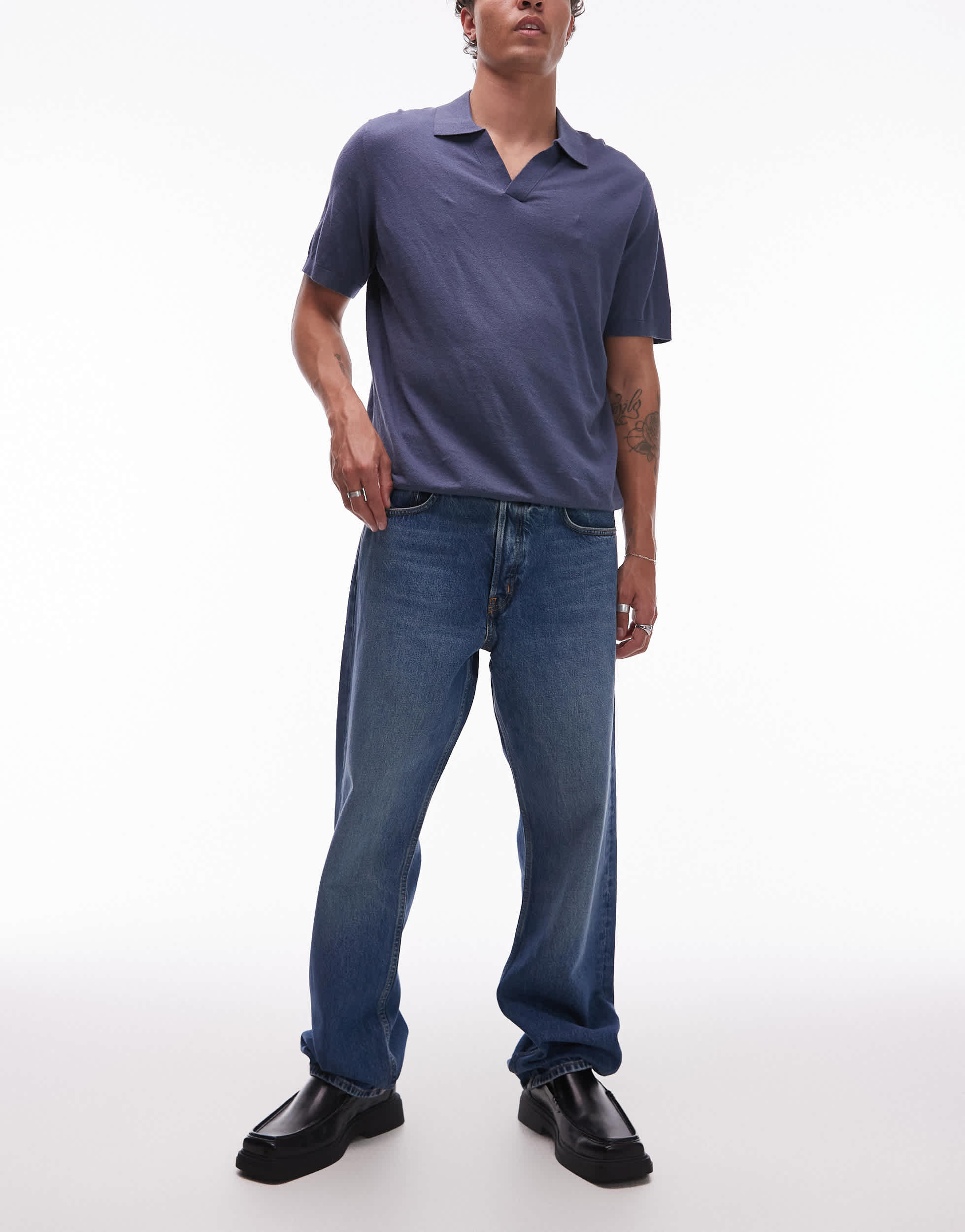 ARKET Ocean loose straight leg jeans in rinse wash blue