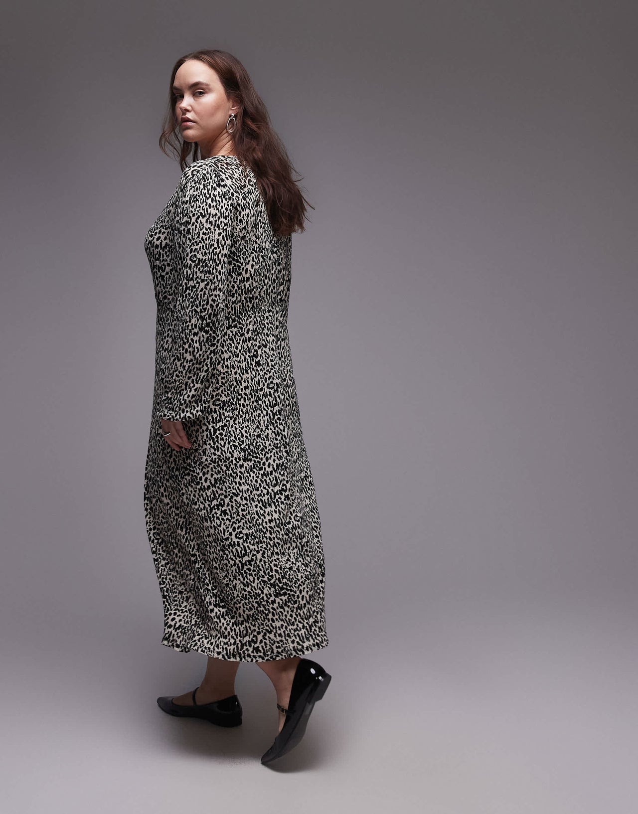 Mango curve leopard print midi dress in white