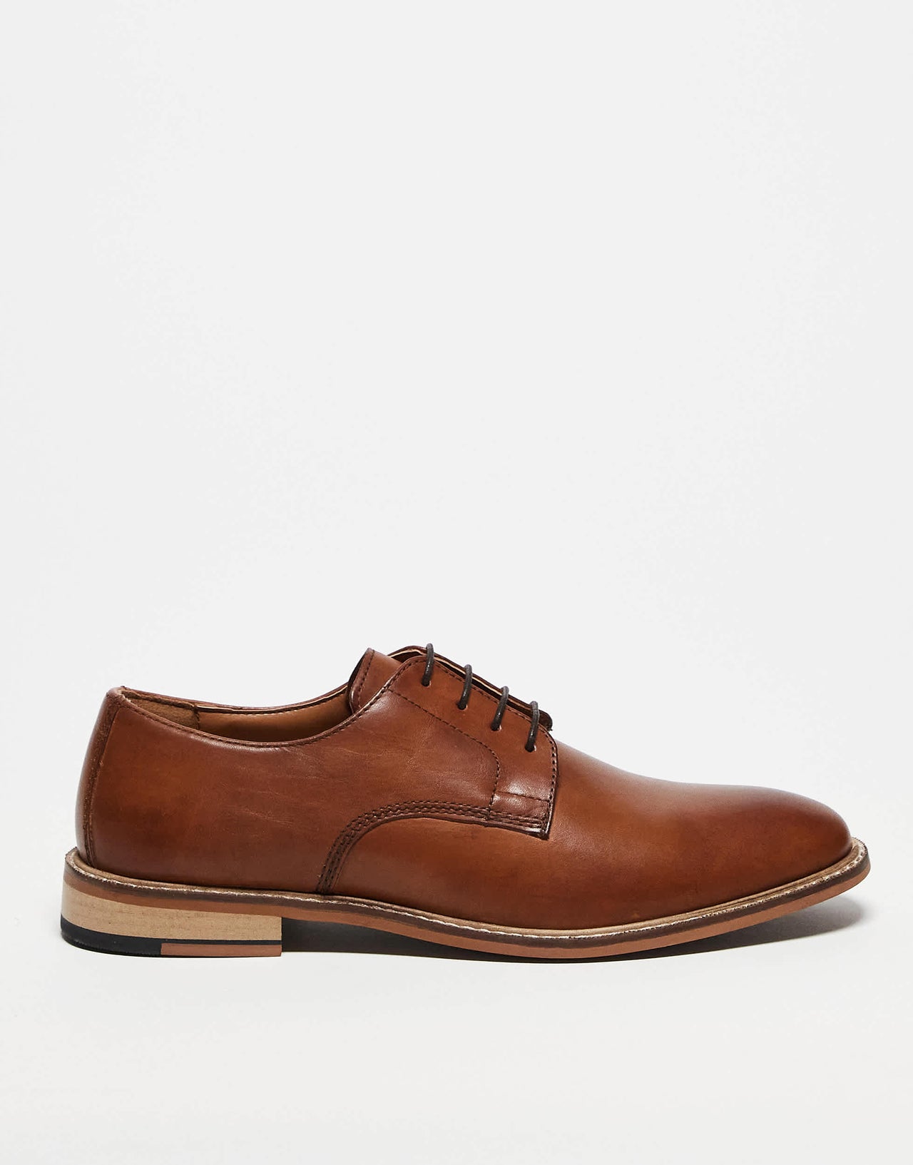 ASOS DESIGN derby lace up shoes in tan leather
