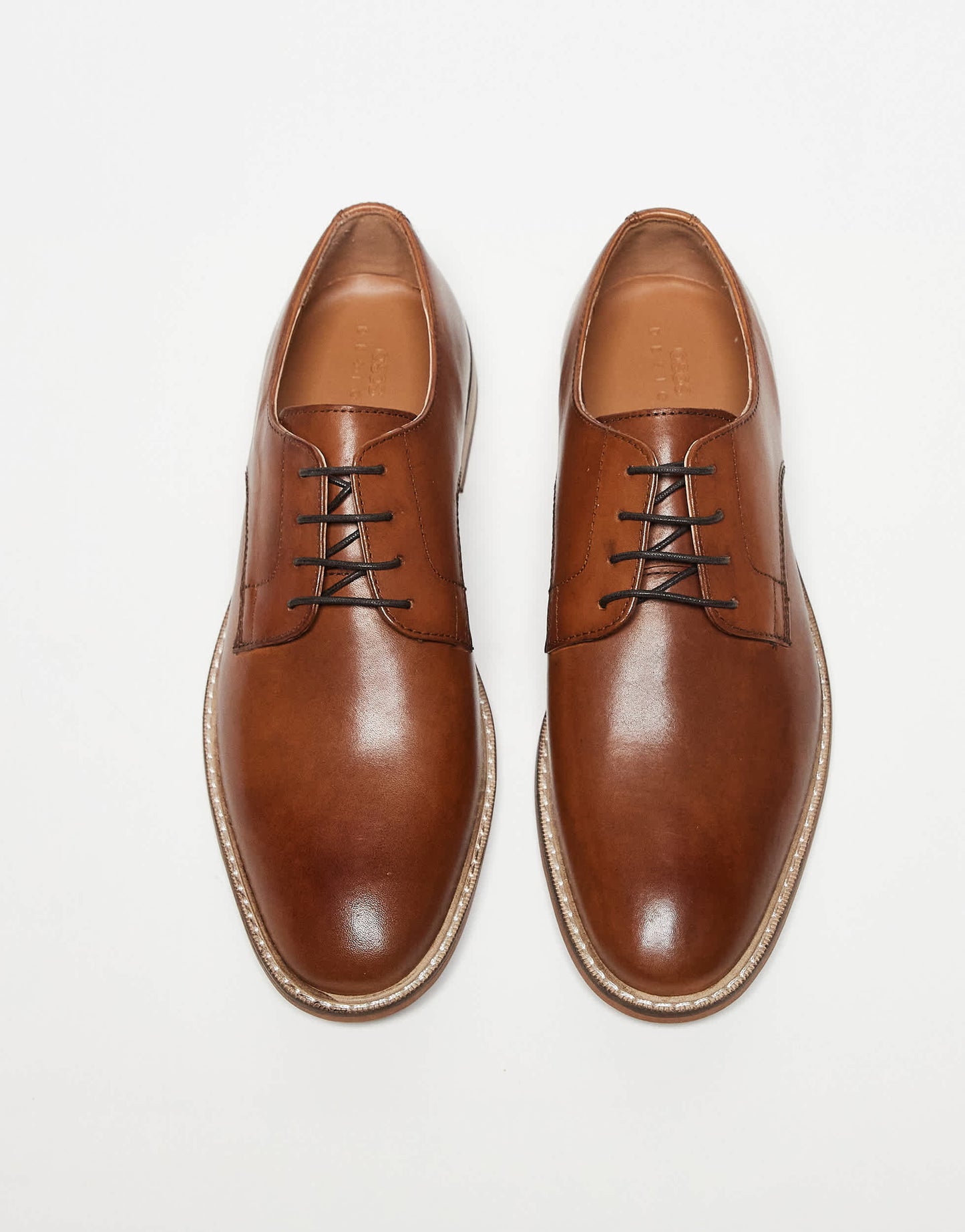 ASOS DESIGN derby lace up shoes in tan leather