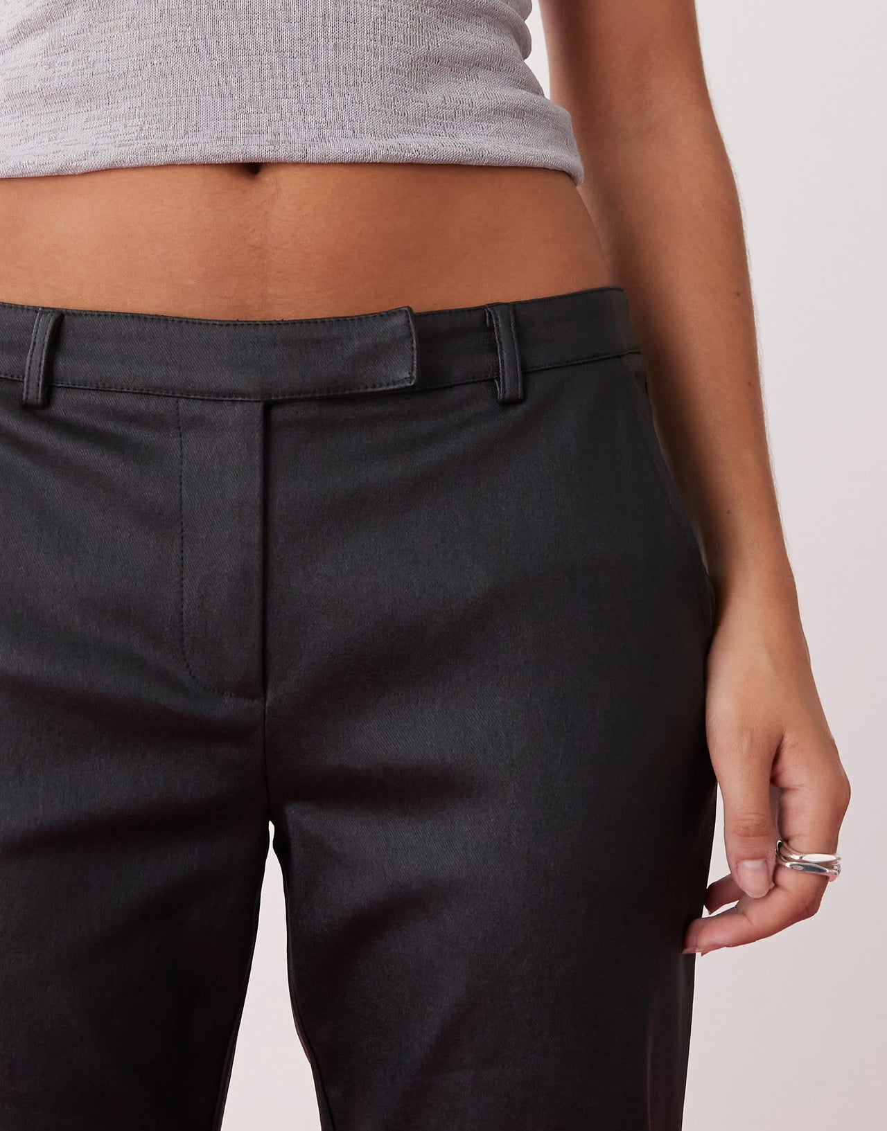 COLLUSION PU tailored kick flare trouser in black