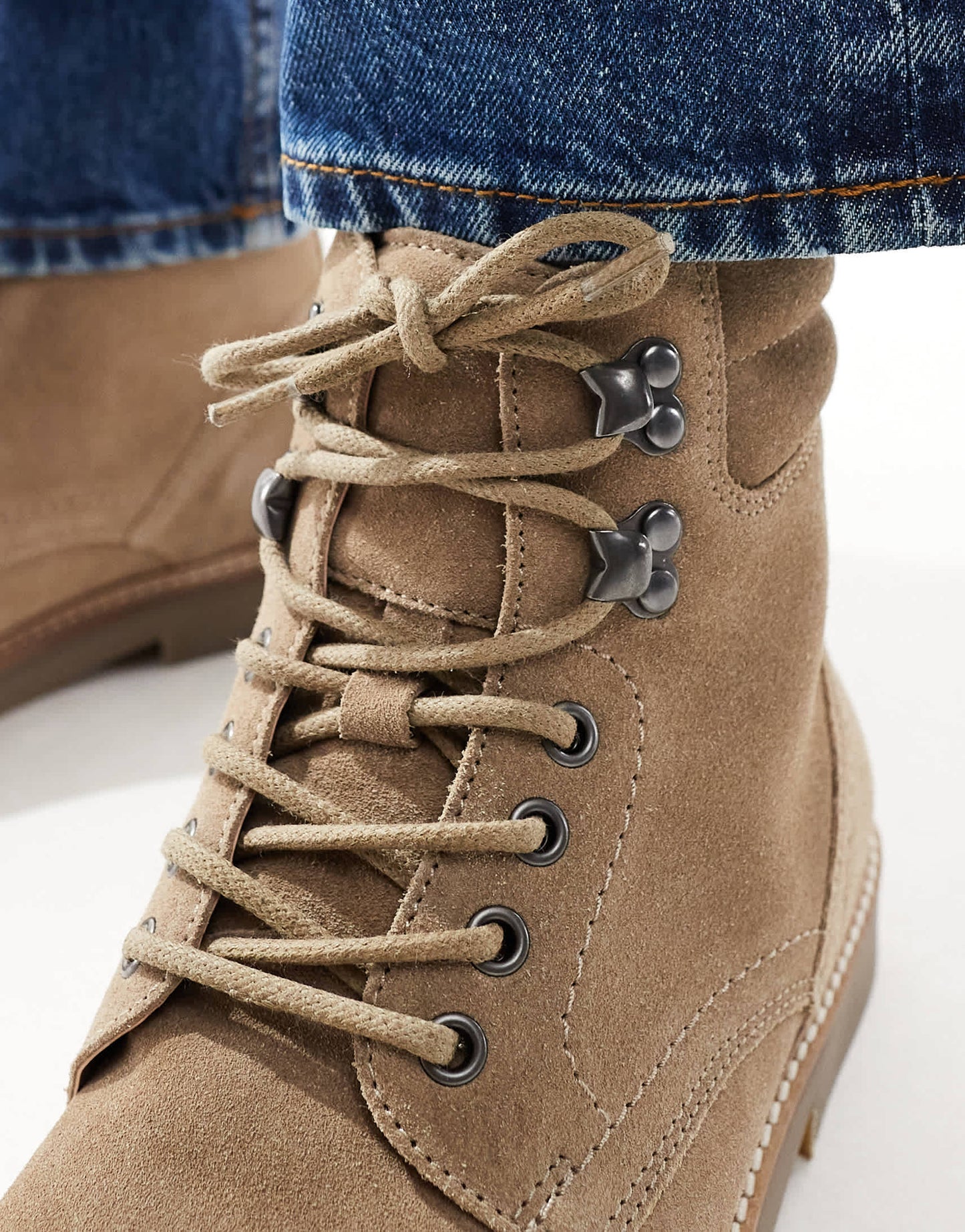 ASOS DESIGN lace up desert boots in stone suede with natural sole