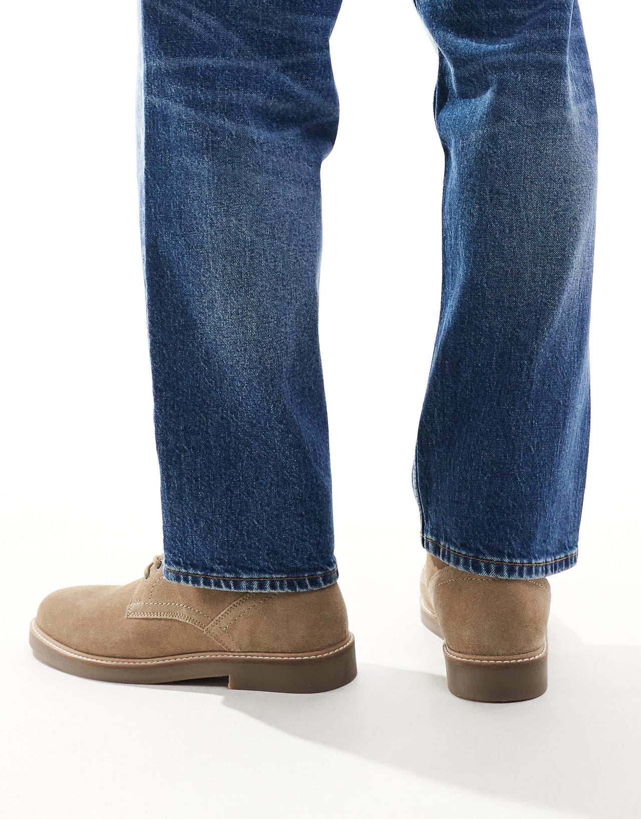 ASOS DESIGN lace up desert boots in stone suede with natural sole