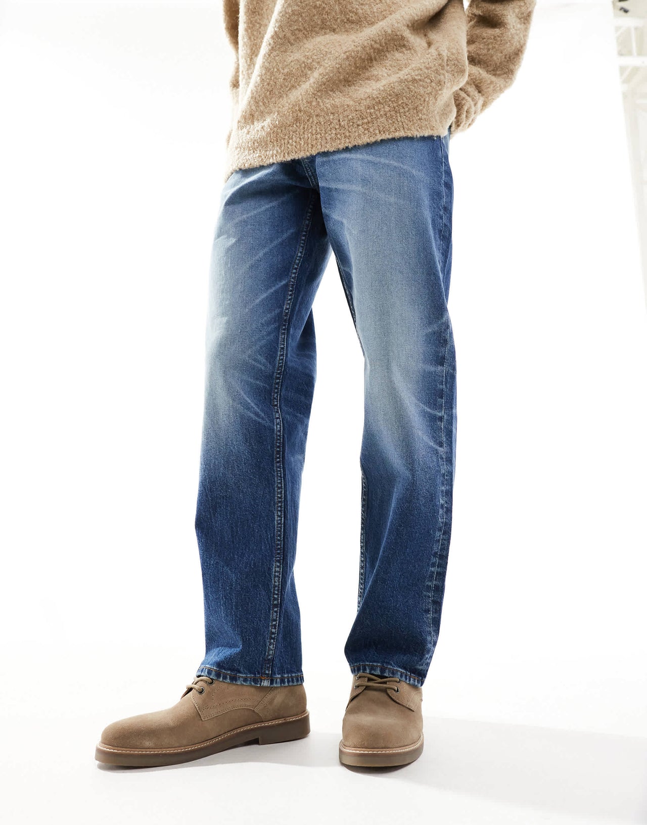 ASOS DESIGN lace up desert boots in stone suede with natural sole