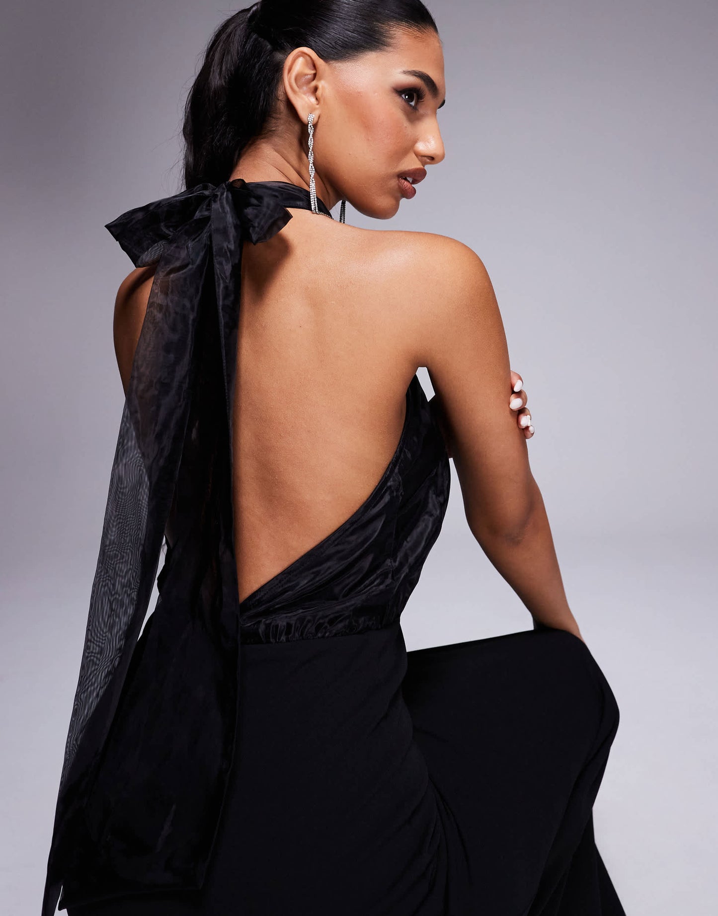Lulus halterneck midaxi dress in black