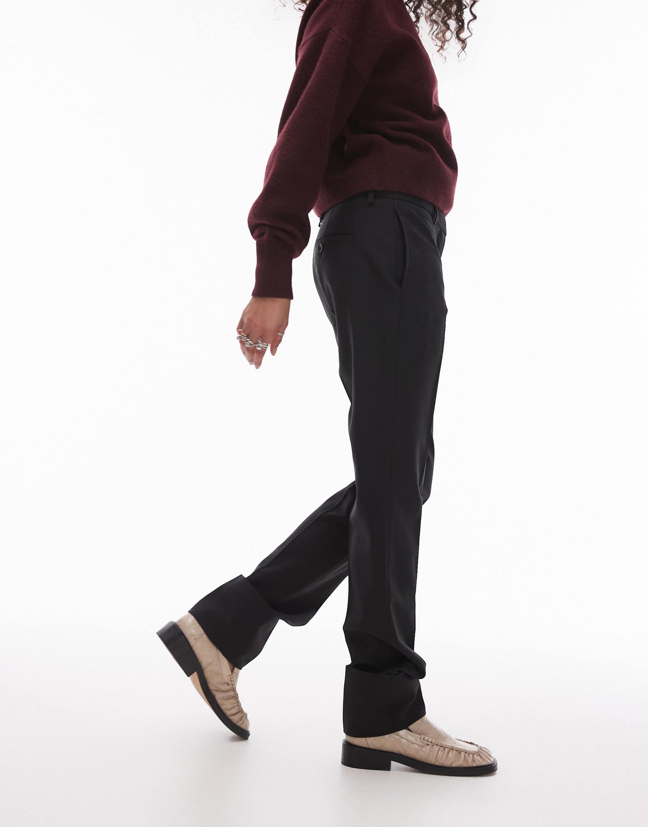 ARKET wool blend trousers with zip hem detail in black