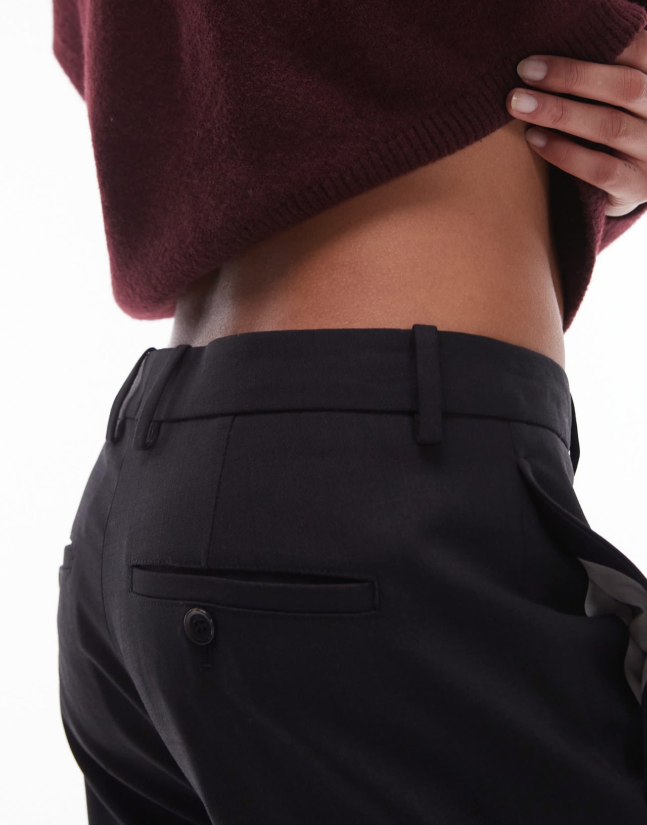 ARKET wool blend trousers with zip hem detail in black